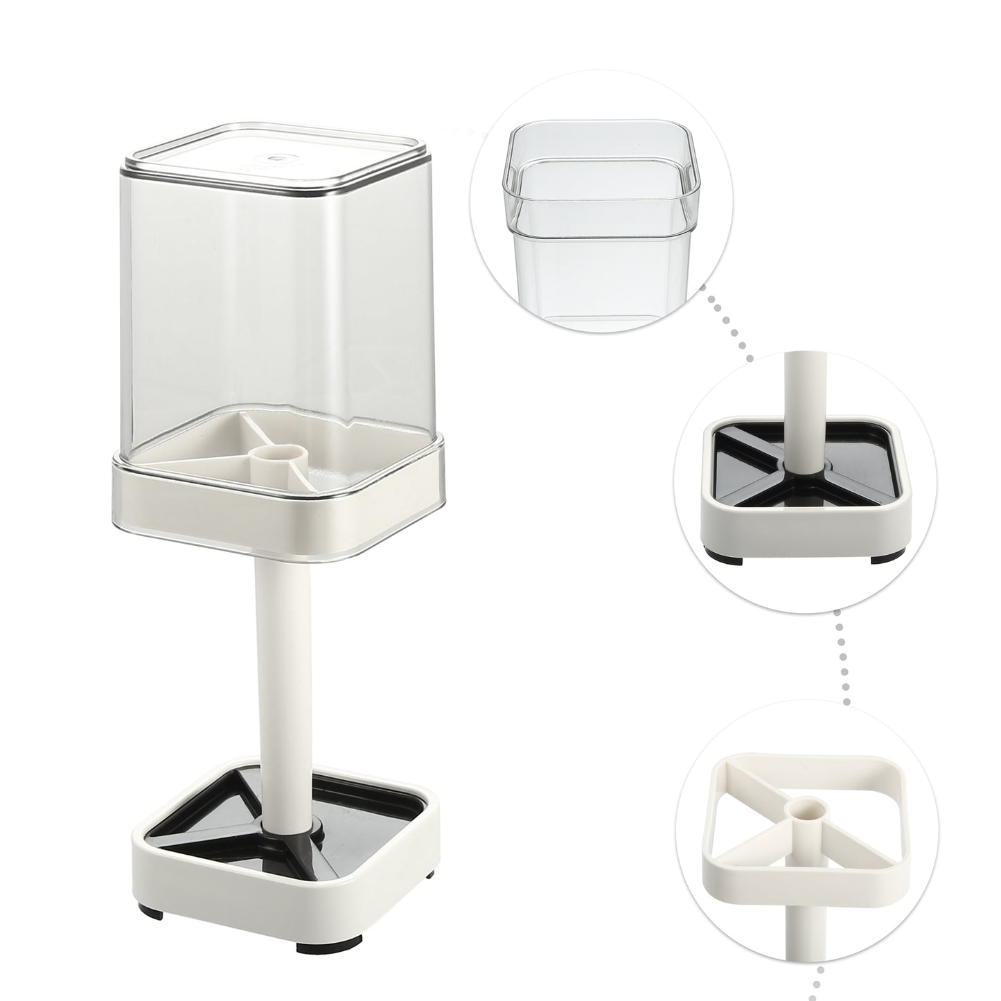 1 Pc Toothbrush Holder Stand with Cover with 3 Slots, 8.86"x2.87" White