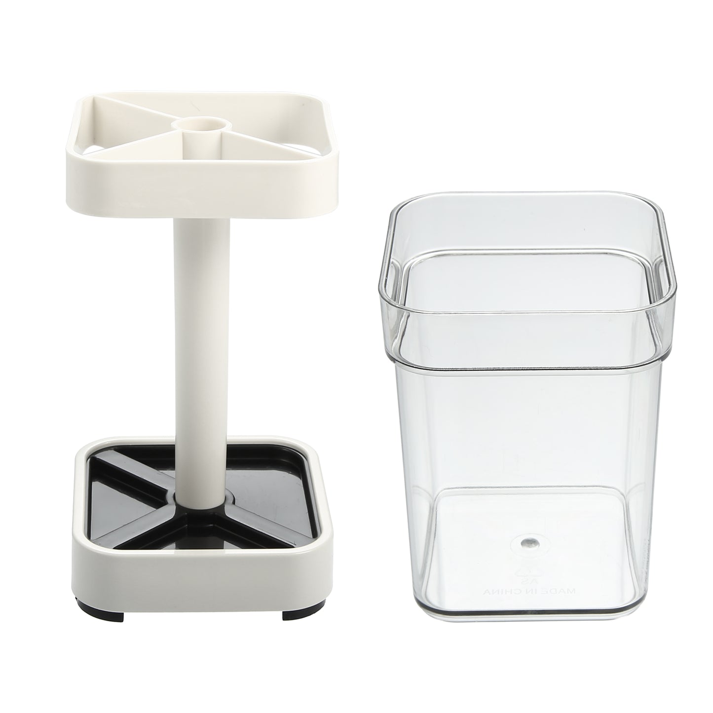 1 Pc Toothbrush Holder Stand with Cover with 3 Slots, 8.86"x2.87" White