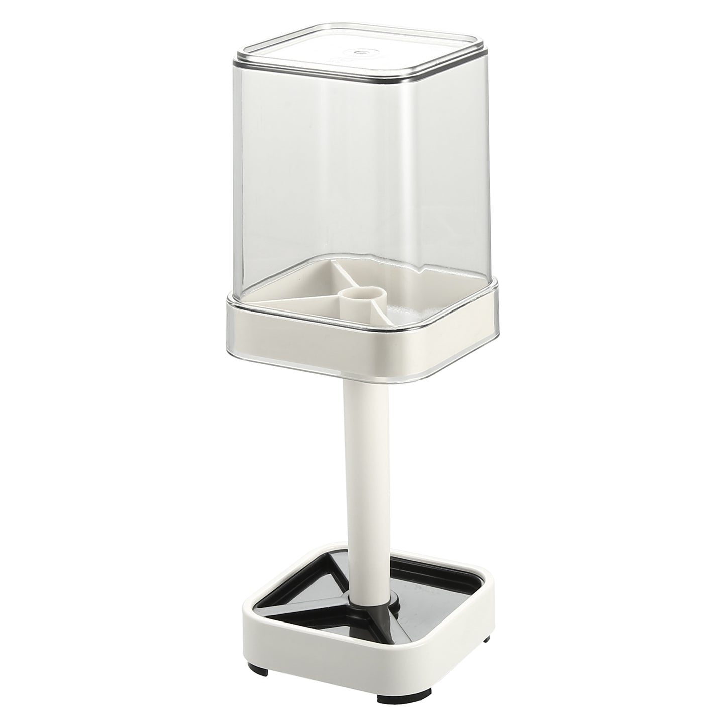 1 Pc Toothbrush Holder Stand with Cover with 3 Slots, 8.86"x2.87" White