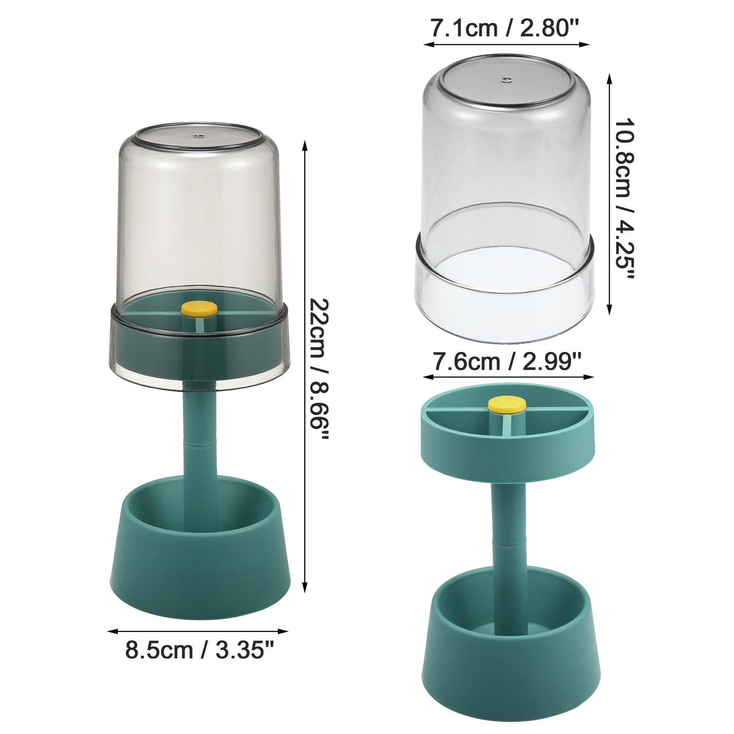1 Pc PP Toothbrush Holder Stand with Cover with 3 Slots, 8.66"x2.99" Green