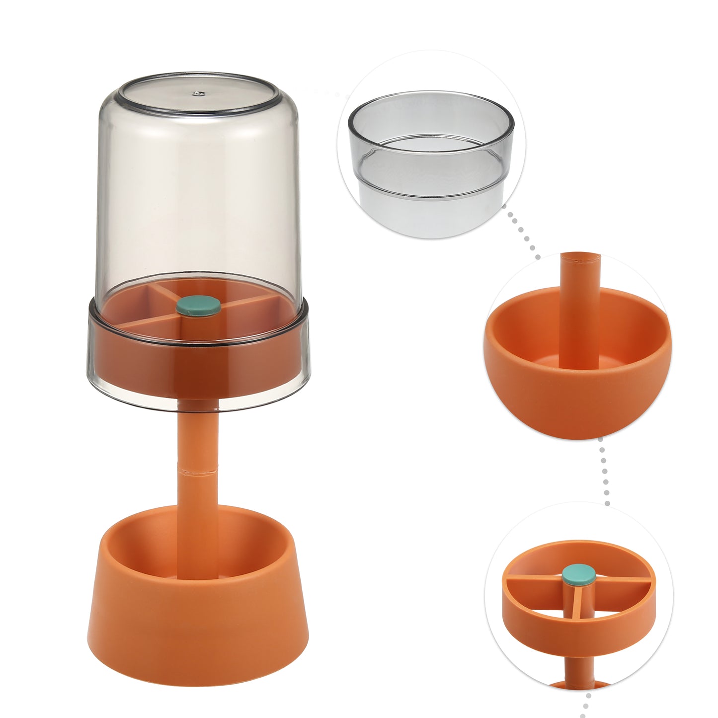 1 Pc PP Toothbrush Holder Stand with Cover with 3 Slots, 8.66"x2.99" Orange