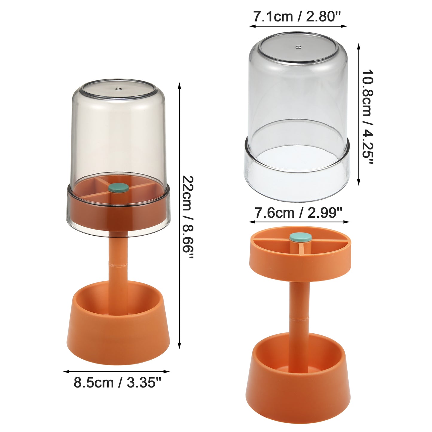 1 Pc PP Toothbrush Holder Stand with Cover with 3 Slots, 8.66"x2.99" Orange