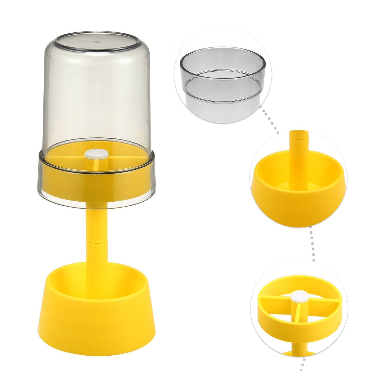 1 Pc PP Toothbrush Holder Stand with Cover with 3 Slots, 8.66"x2.99" Yellow
