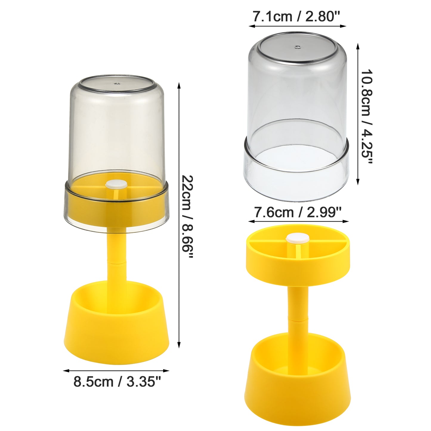 1 Pc PP Toothbrush Holder Stand with Cover with 3 Slots, 8.66"x2.99" Yellow