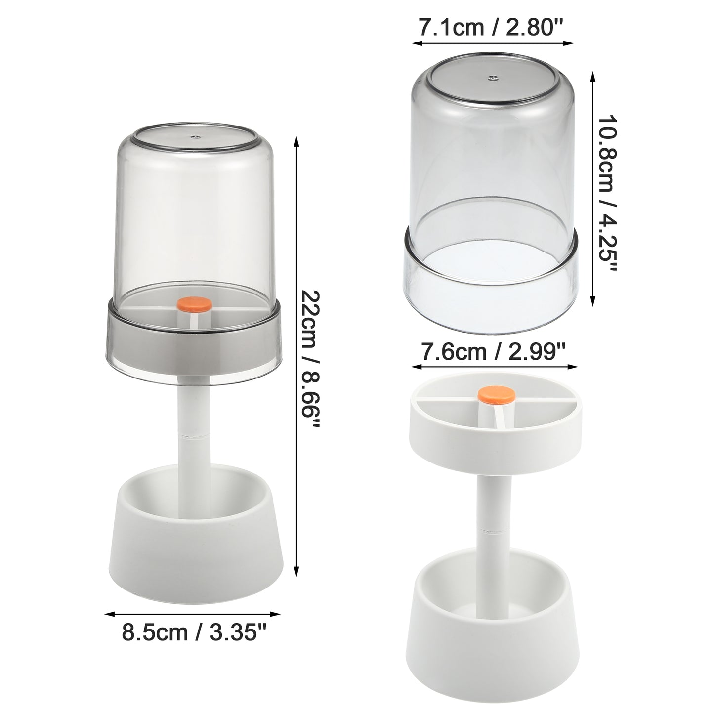 1 Pc PP Toothbrush Holder Stand with Cover with 3 Slots, 8.66"x2.99" White