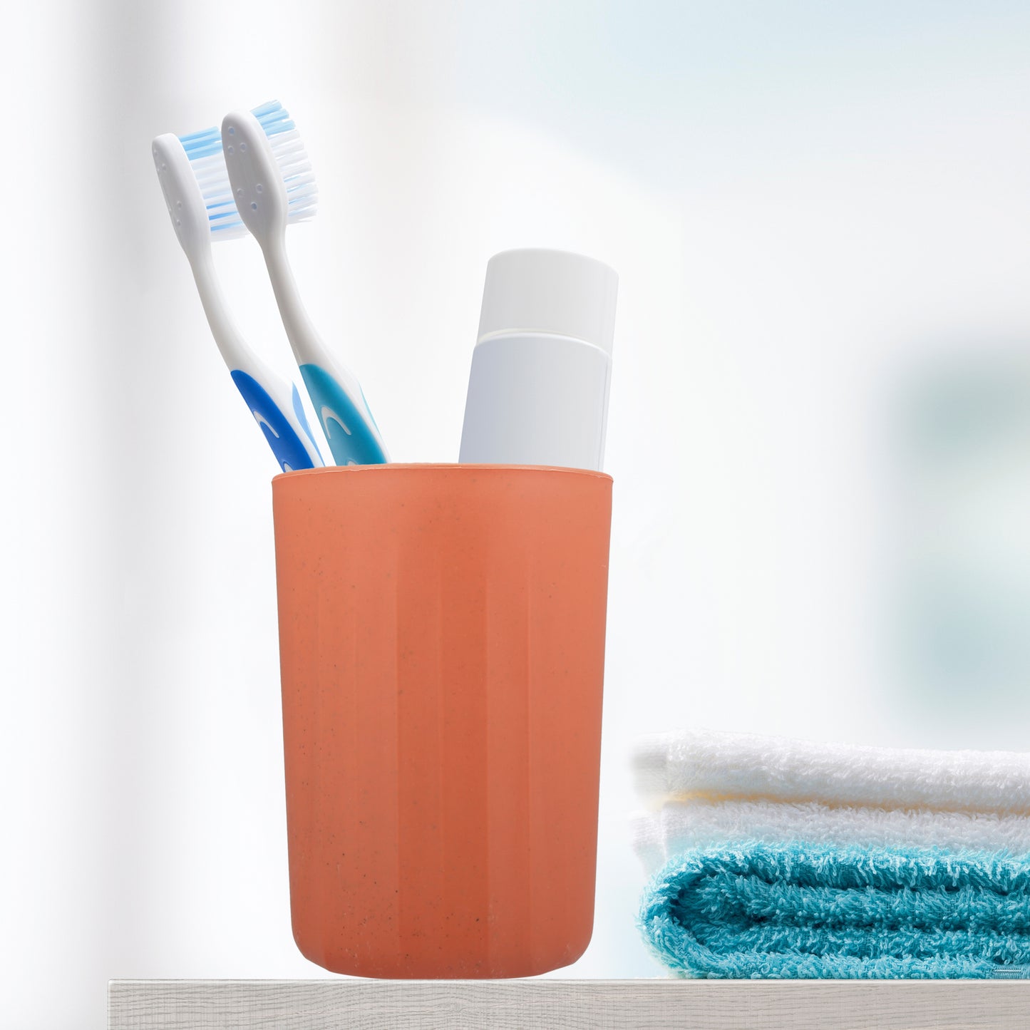 Vaso de baño de paja de trigo, 10 x 7 cm, color naranja
