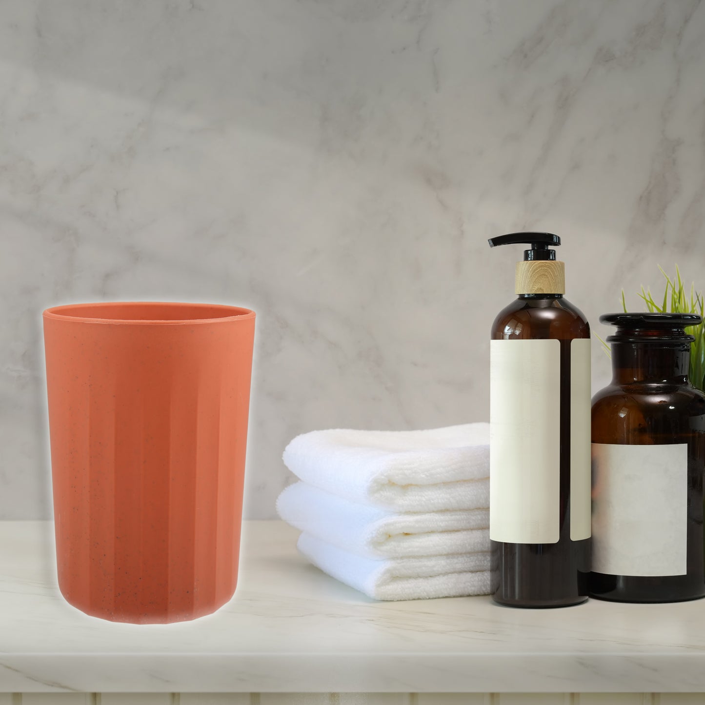 Vaso de baño de paja de trigo, 10 x 7 cm, color naranja