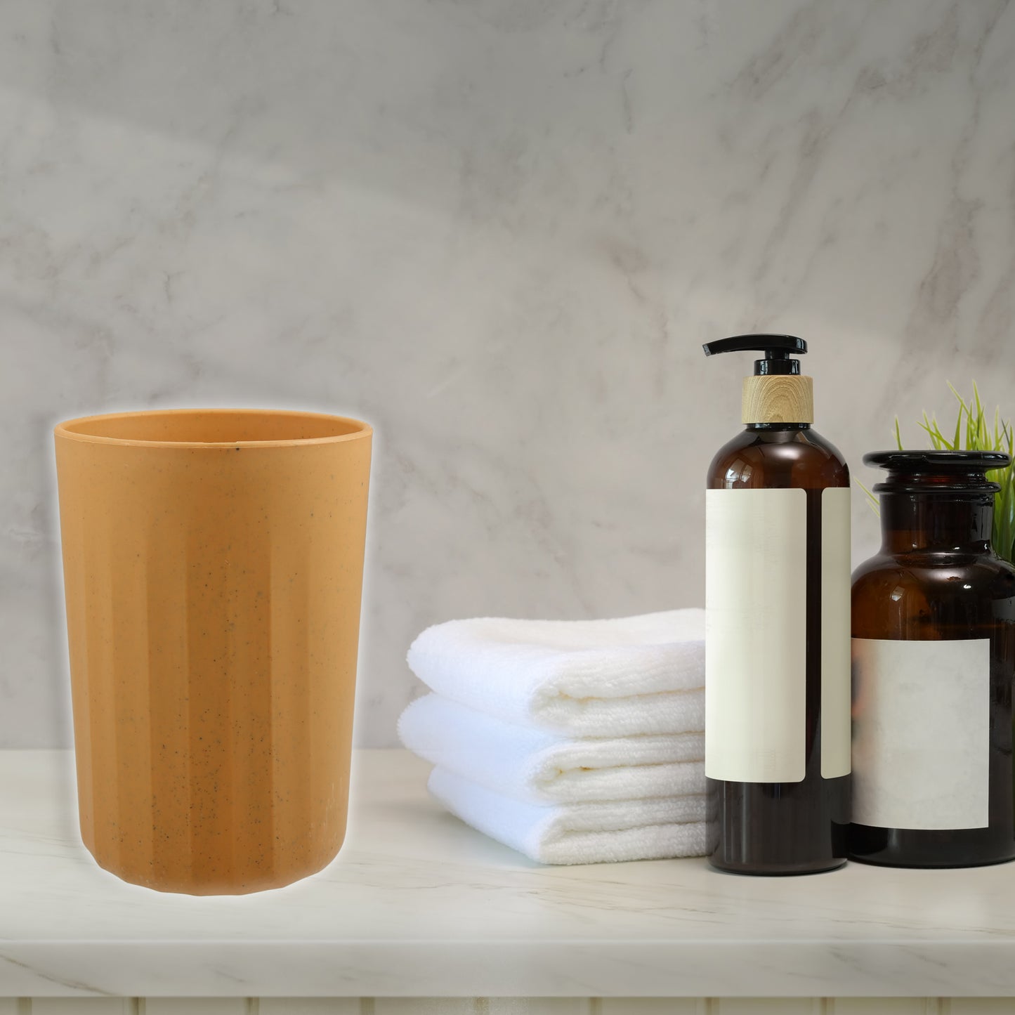 1 Pc Bathroom Tumbler, Wheat Straw Cup for Bathroom 4.09"x2.80" Yellow