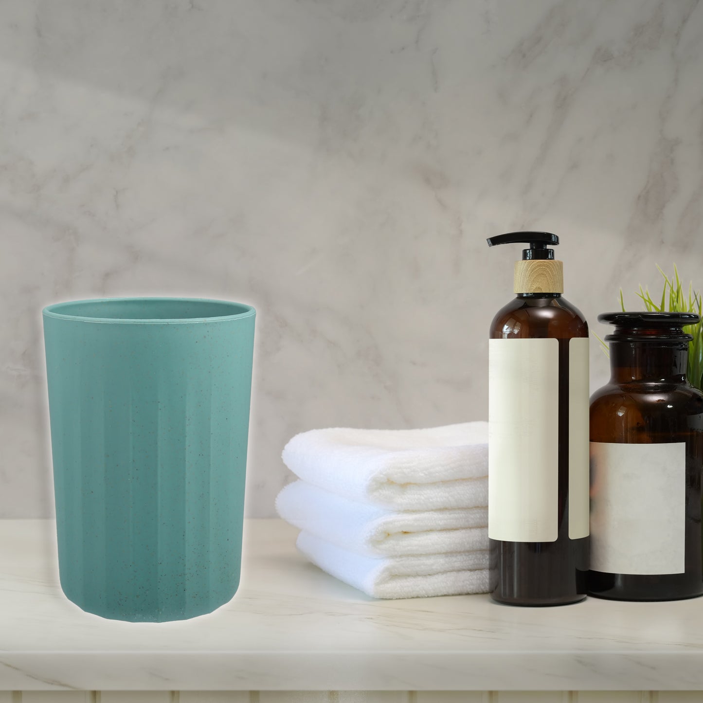 1 Pc Bathroom Tumbler, Wheat Straw Cup for Bathroom 4.09"x2.80" Deep Green