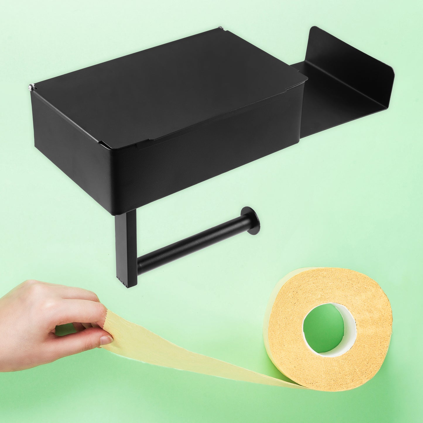 Bathroom Toilet Paper Holder Wall Mount Roll Tissue Holder Black