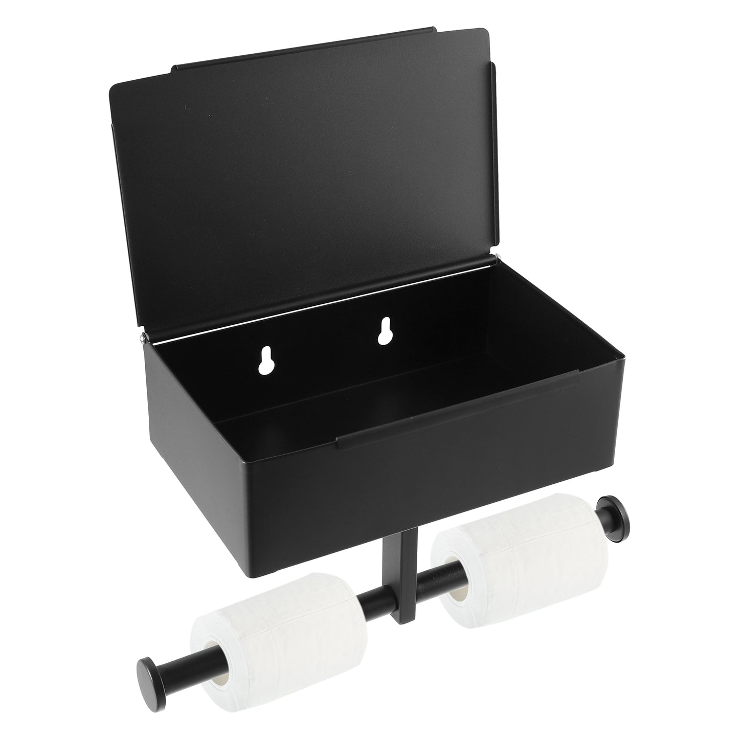 Toilet Paper Holder Wall Mount Double Roll Tissue Holder for Bathroom Black
