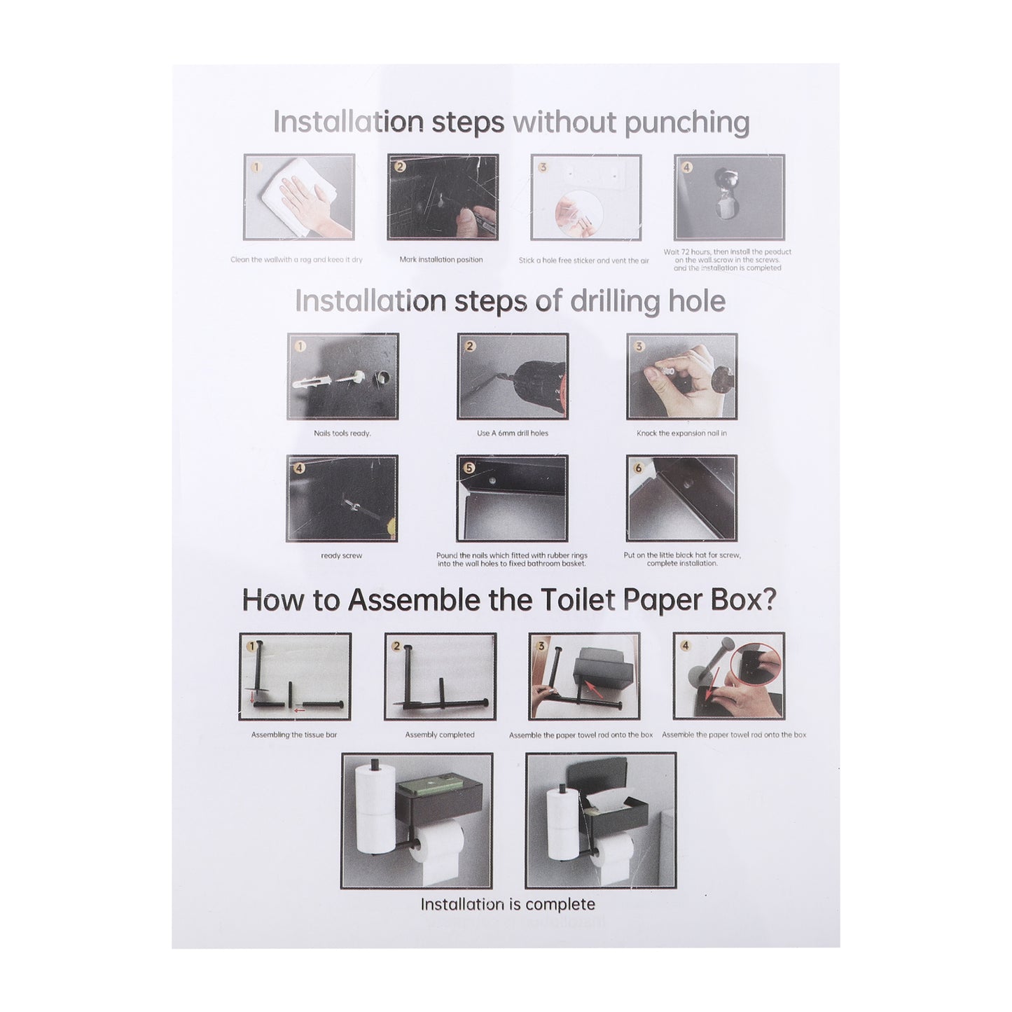 Toilet Paper Holder Wall Mount Double Roll Tissue Holder for Bathroom Black