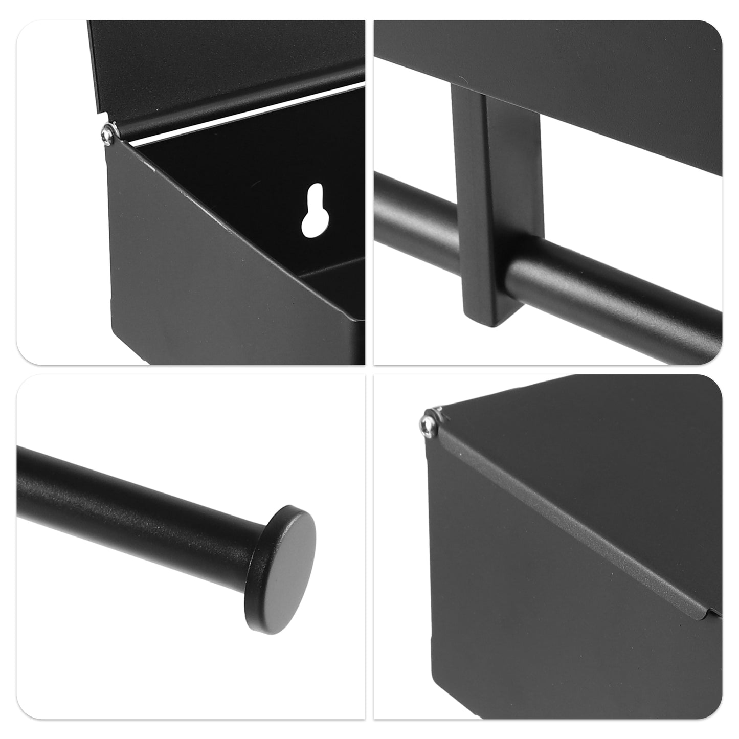 Portarrollos de papel higiénico, estante de pared para baño, color negro