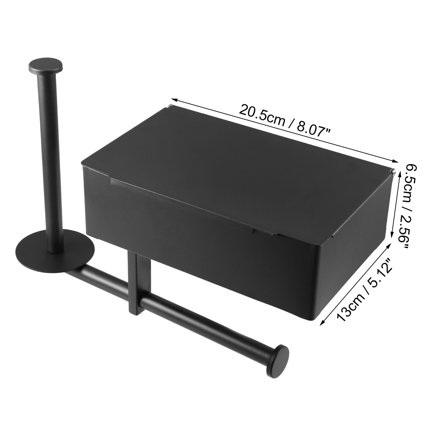 Toilet Paper Holder, Roll Tissue Shelf Wall Mount for Bathroom Black