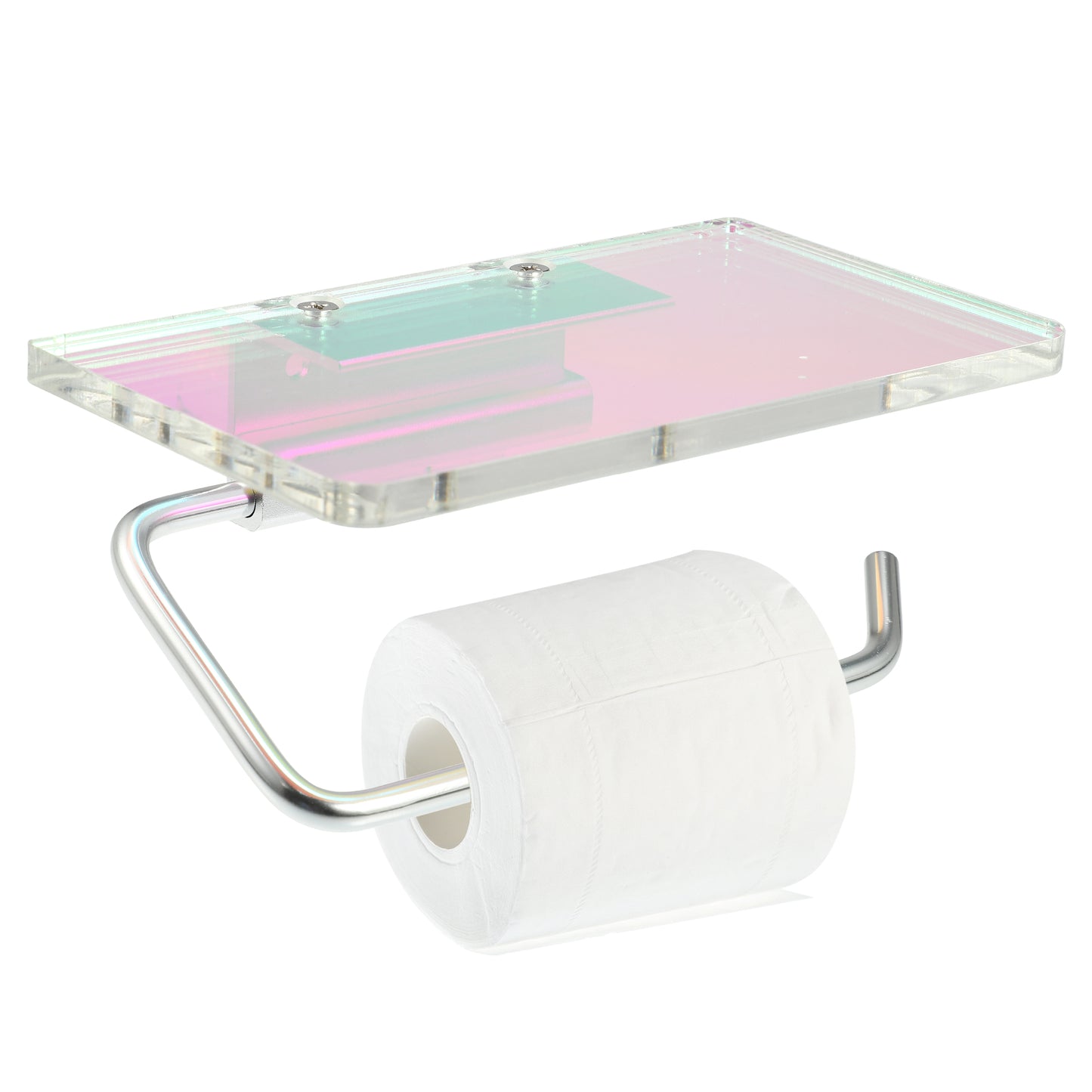 Bathroom Toilet Paper Holder Phone Shelf Holder Blue Silver Tone