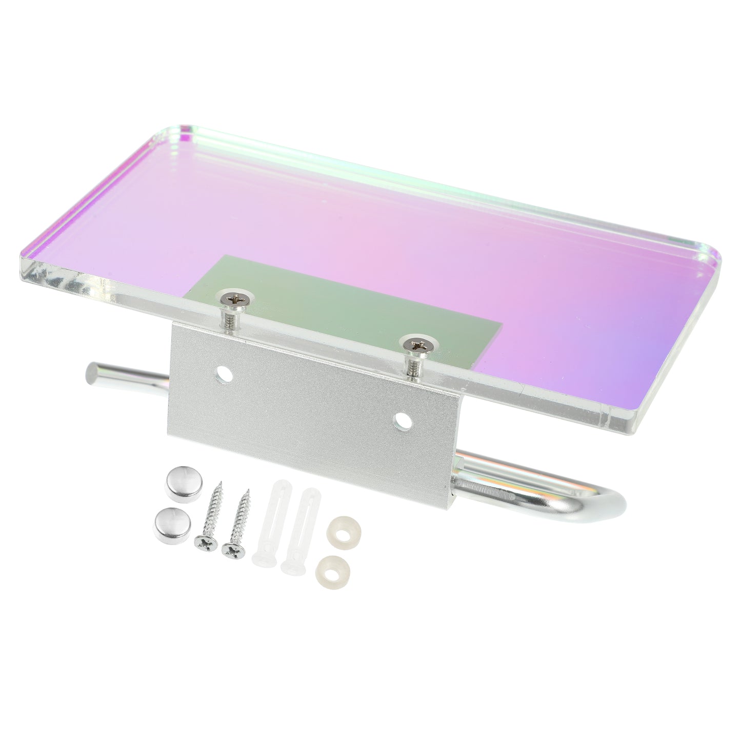 Bathroom Toilet Paper Holder Phone Shelf Holder Blue Silver Tone