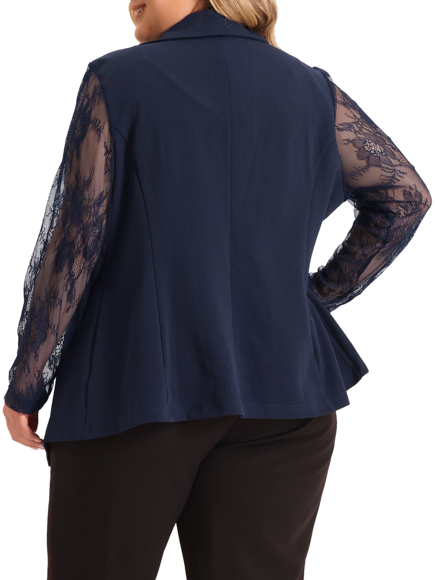 Women Plus Size Blazers Work Jackets Notch Lapel Lace Front Blazer Jackets