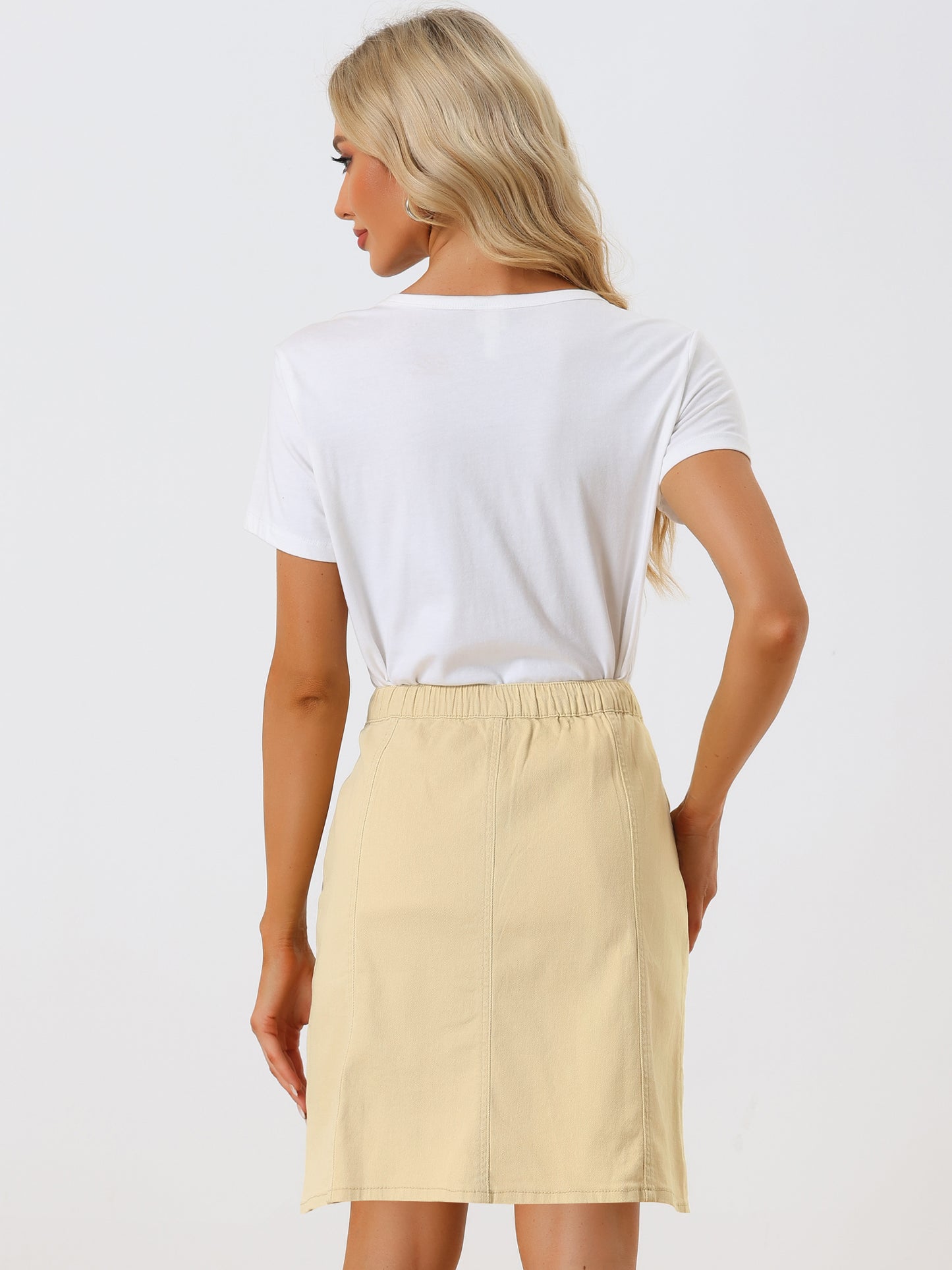 Women's Denim Skirts Summer Casual A-Line Short Button Down Jean Skirt