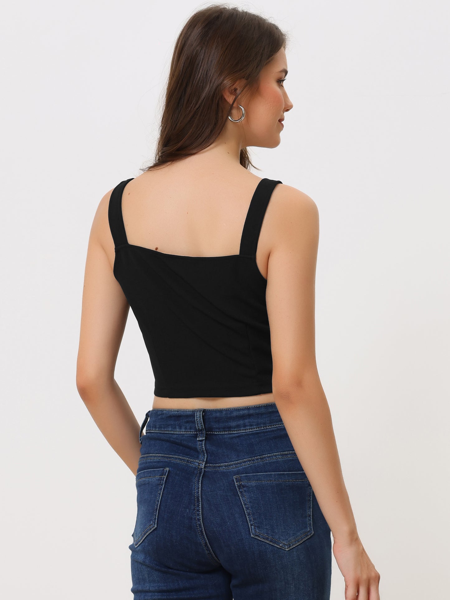 Women's Sleeveless Zip Up Tank Top Solid Strap Sexy Crop Top