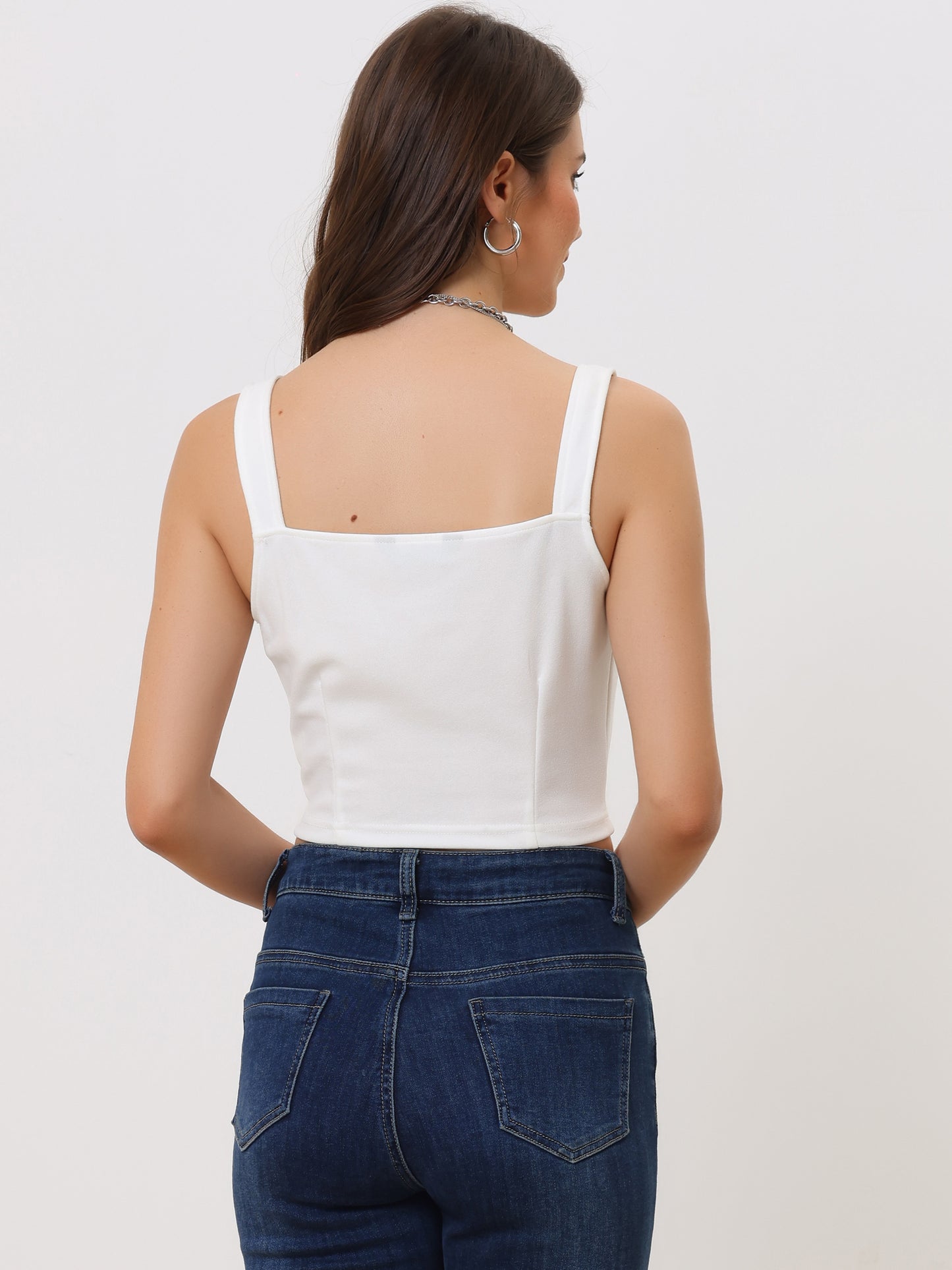 Women's Sleeveless Zip Up Tank Top Solid Strap Sexy Crop Top
