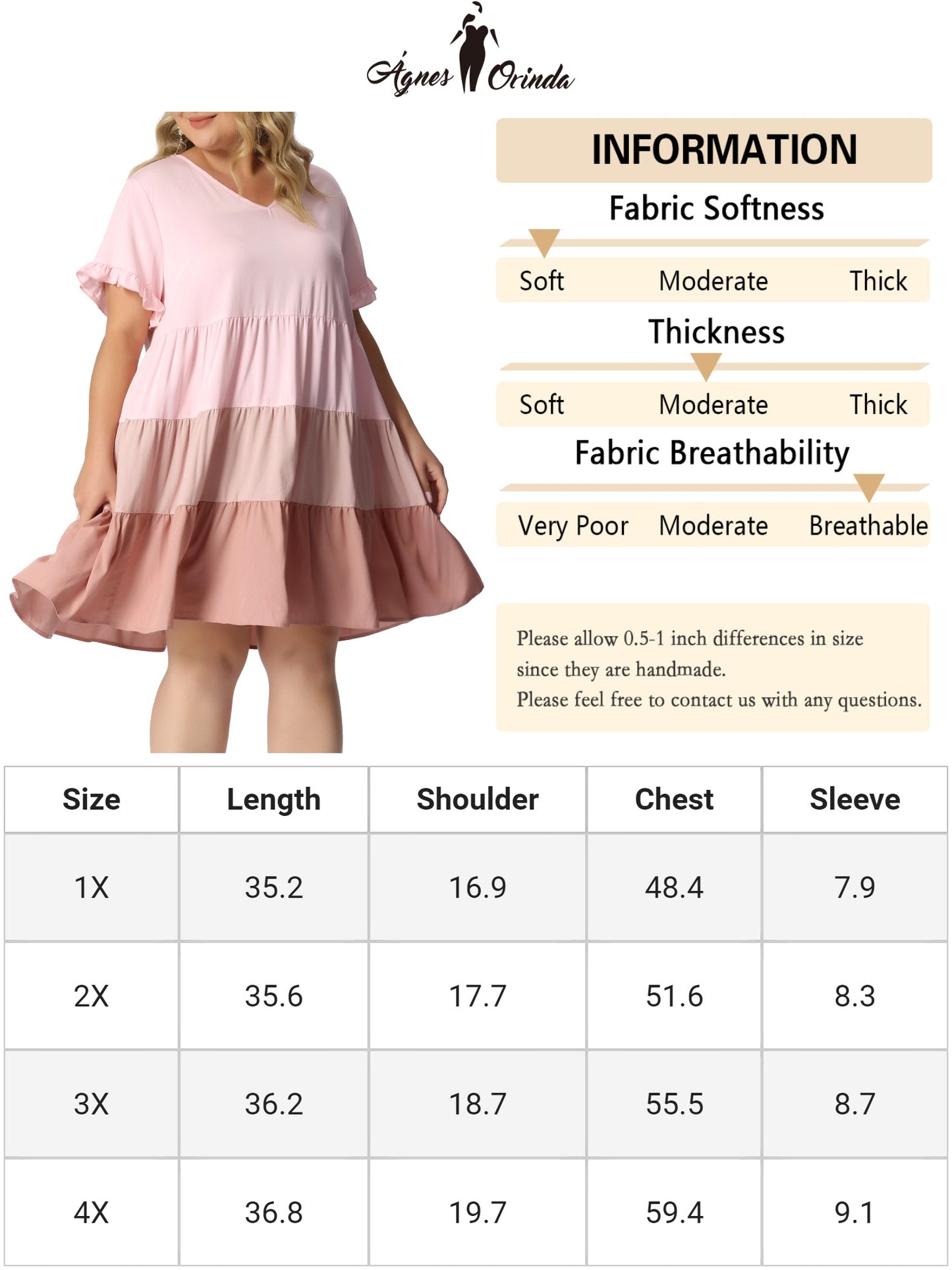 Women's Plus Size Babydoll Ruffle Short Sleeve Casual Loose Flowy Swing Hem Chambray V Neck Mini Dress