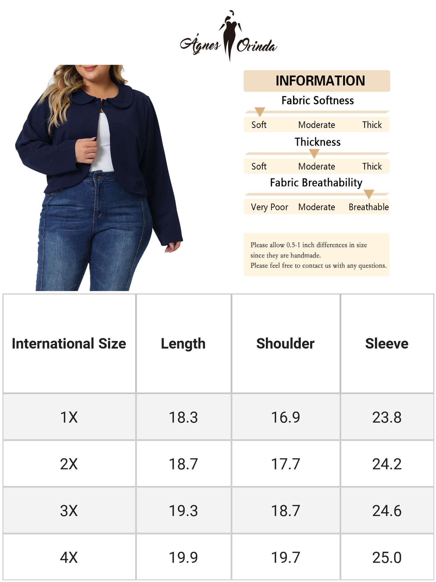 Women Plus Size Bolero Shrug Cardigan Business Office Long Sleeve Peter Pan Crop Shrug Jacket