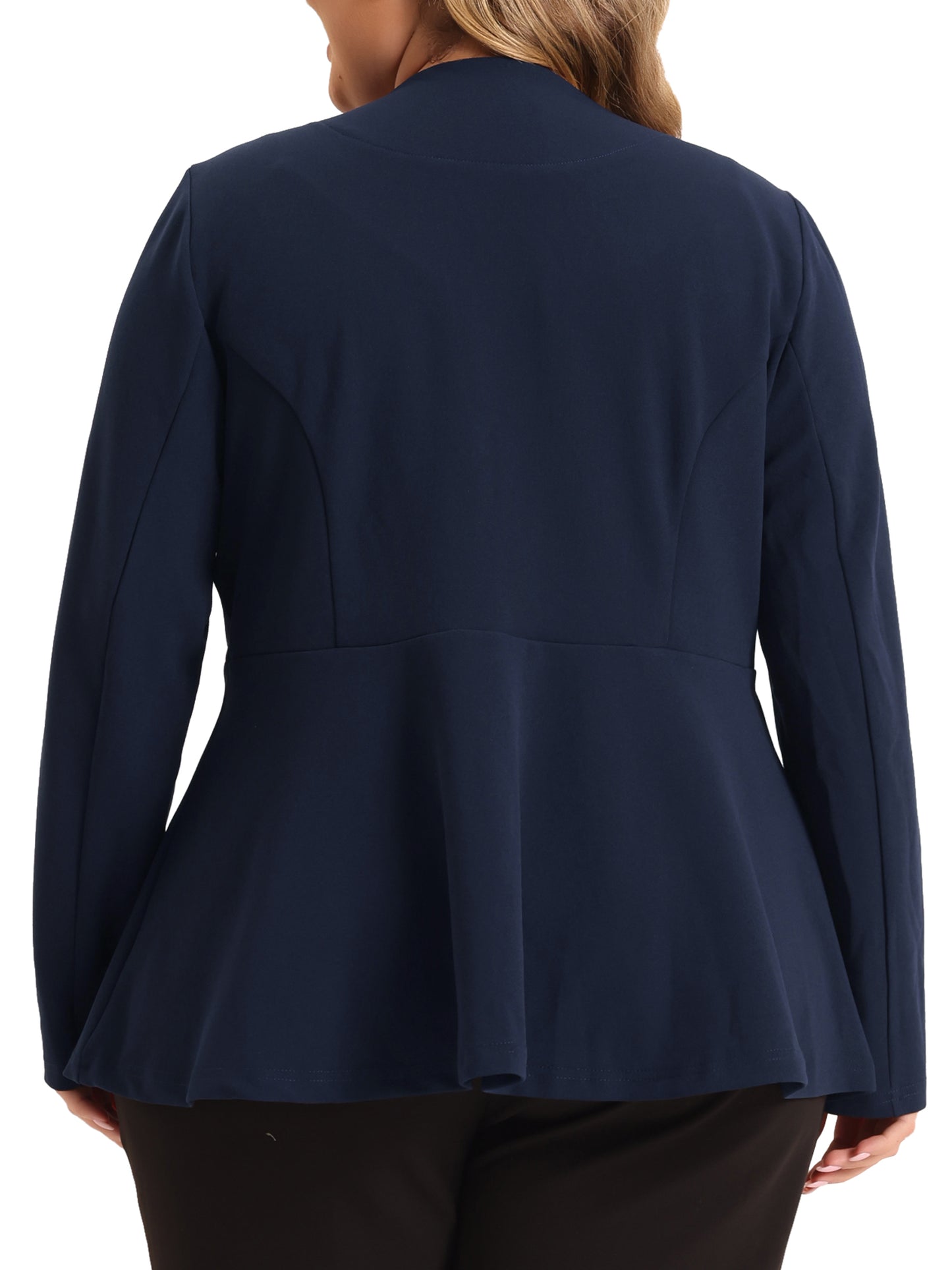 Women's Plus Size Casual Blazers Work Office Double Notch Lapel Peplum Jacket Blazer