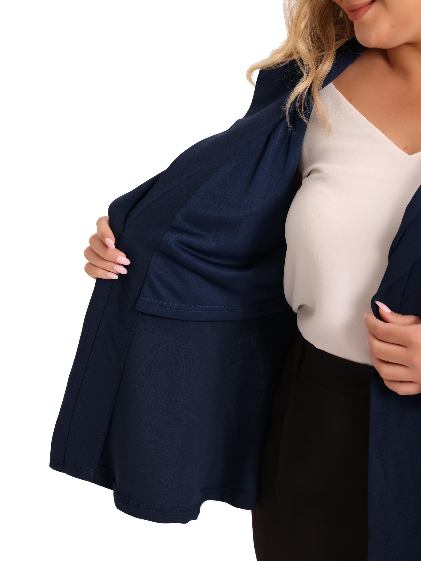 Women's Plus Size Casual Blazers Work Office Double Notch Lapel Peplum Jacket Blazer
