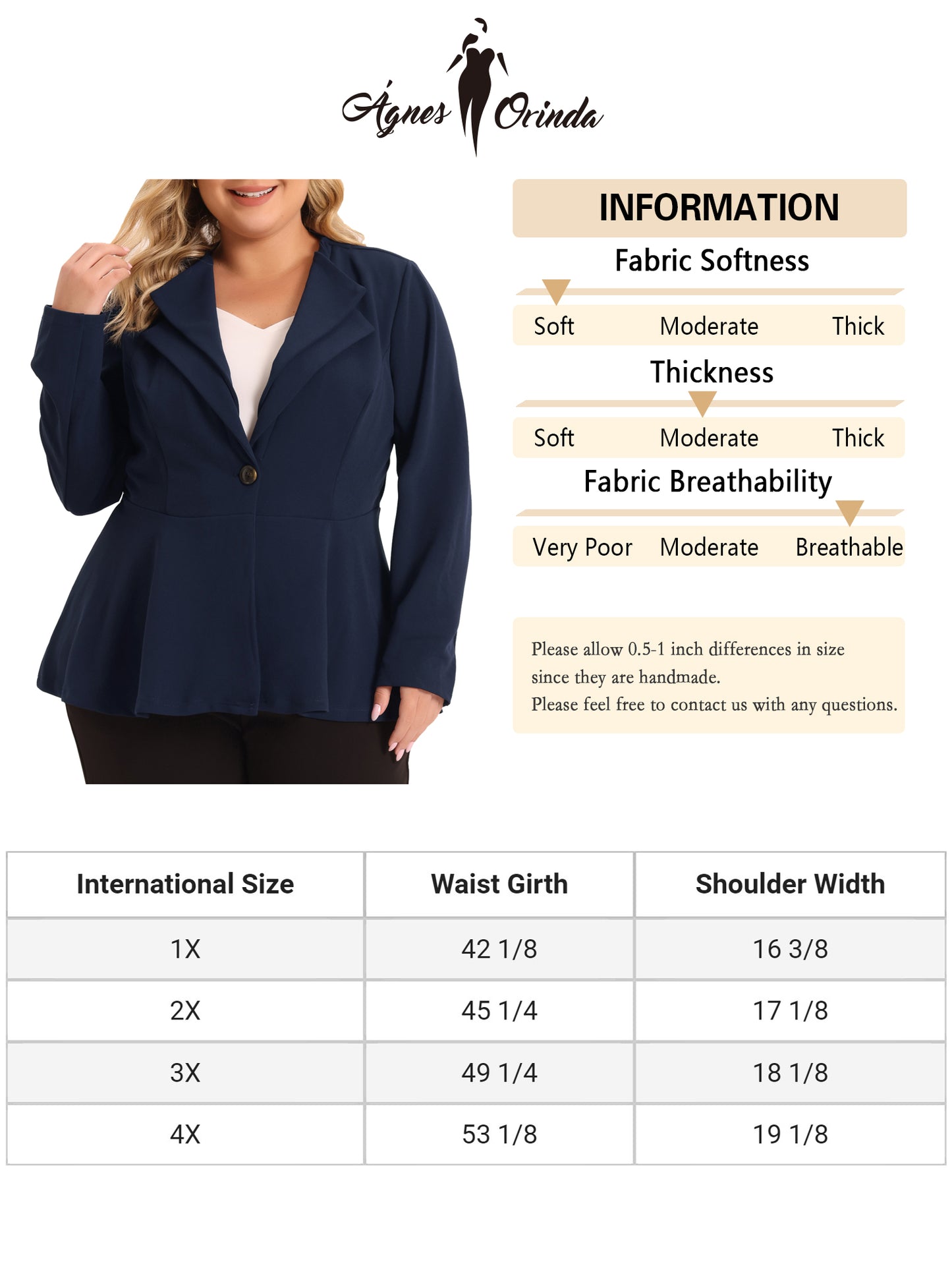Women's Plus Size Casual Blazers Work Office Double Notch Lapel Peplum Jacket Blazer