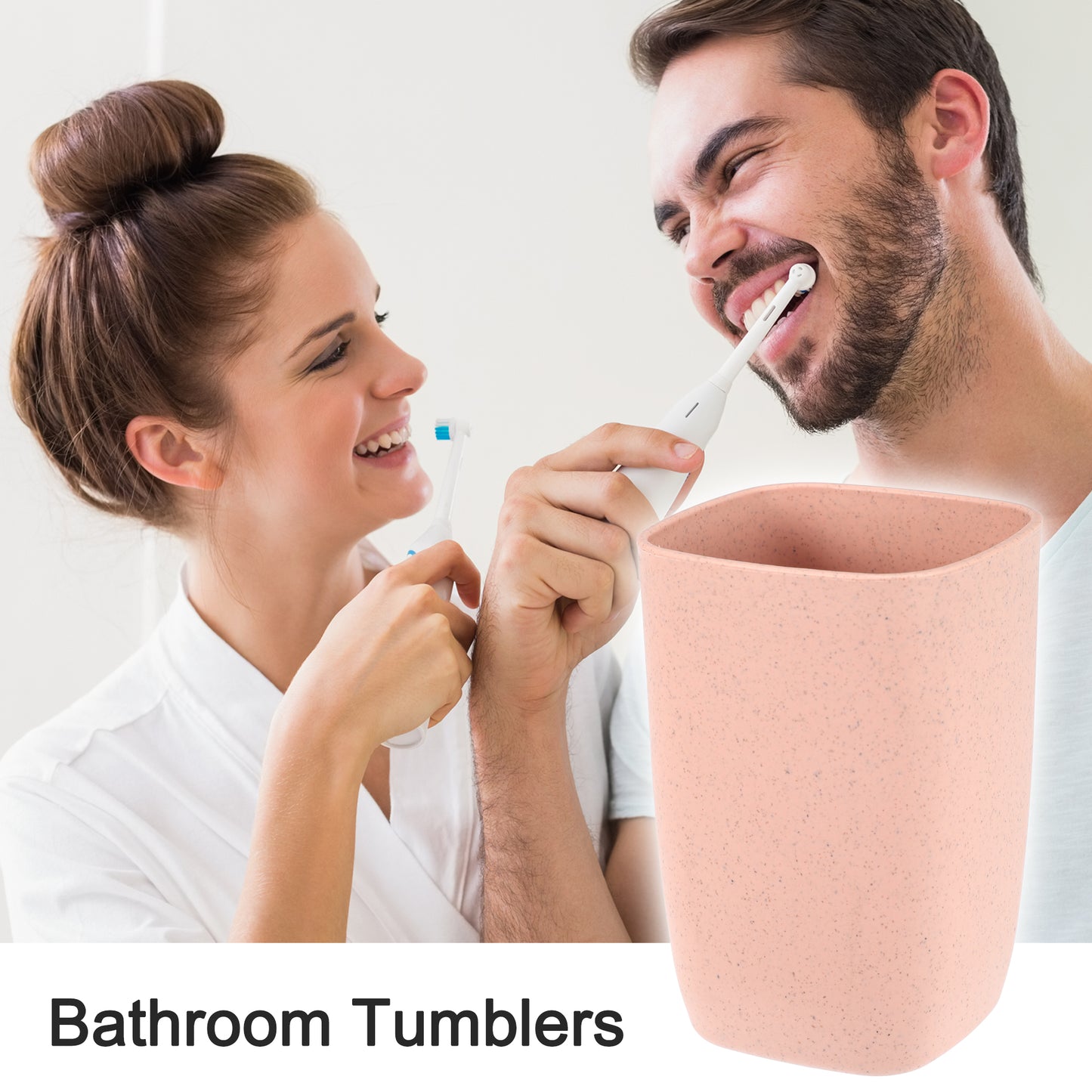 Square Shape Bathroom Tumblers PP Cup for Bathroom 4.09"x2.76" Pink