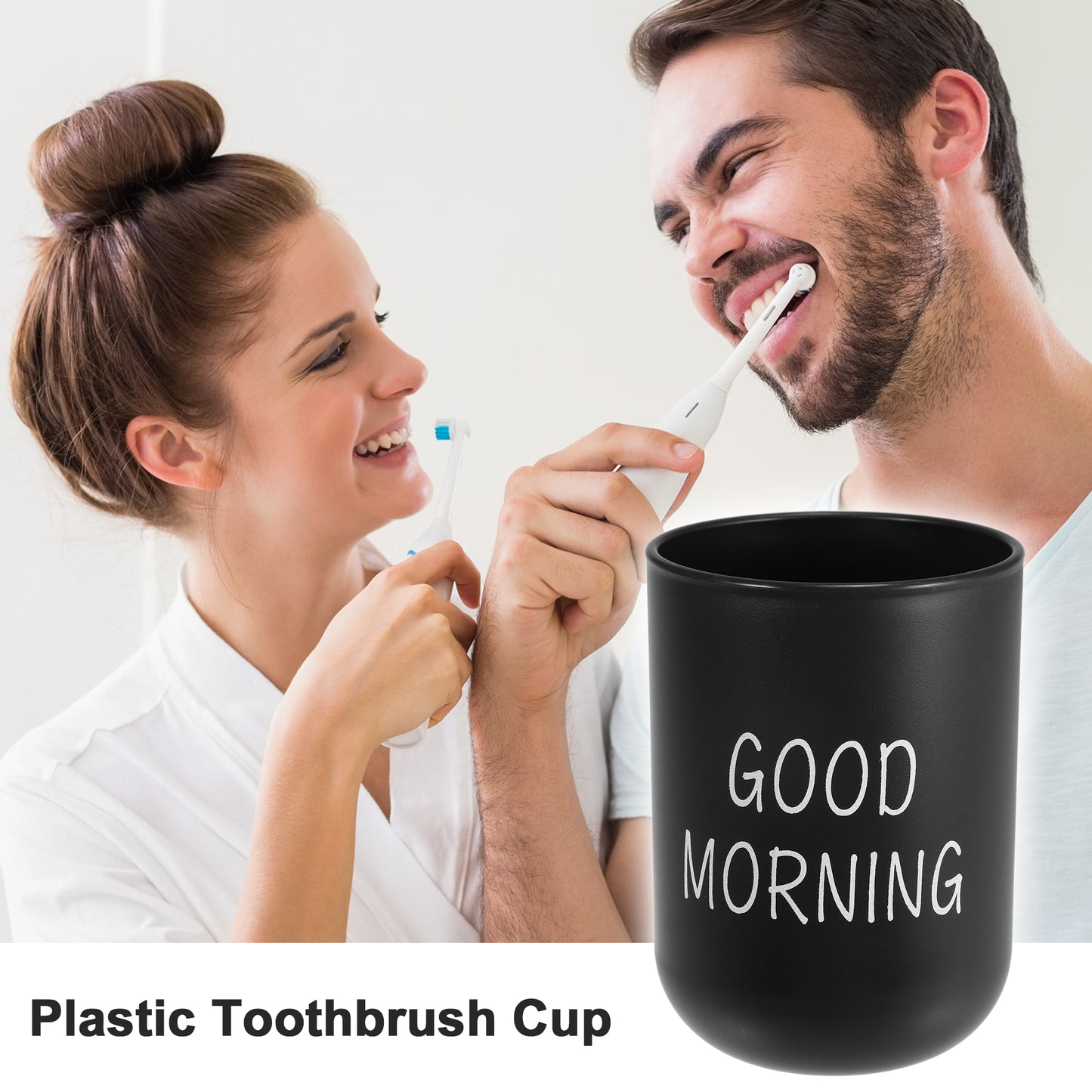 Bathroom Toothbrush Tumblers Plastic Cups 3.94"x2.83" Black