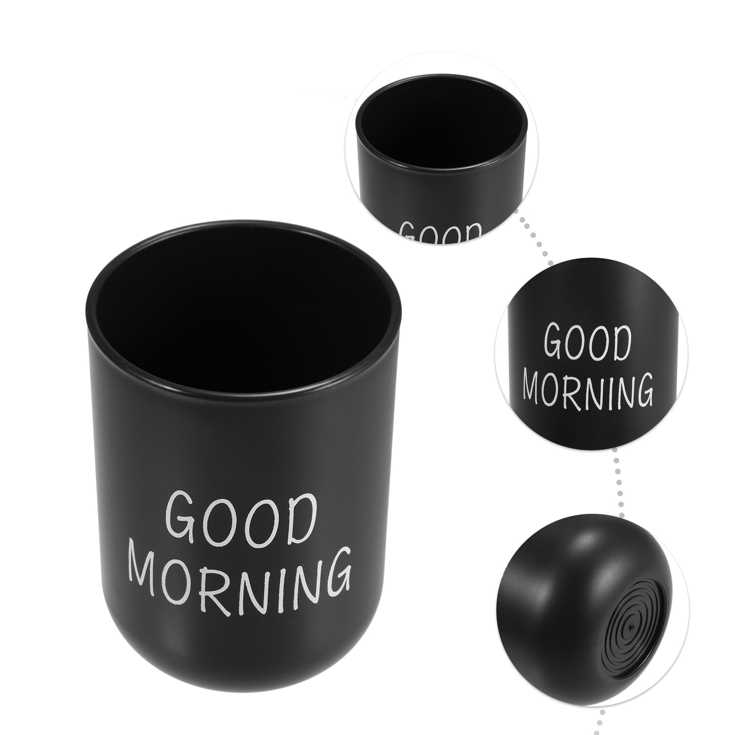 Bathroom Toothbrush Tumblers Plastic Cups 3.94"x2.83" Black