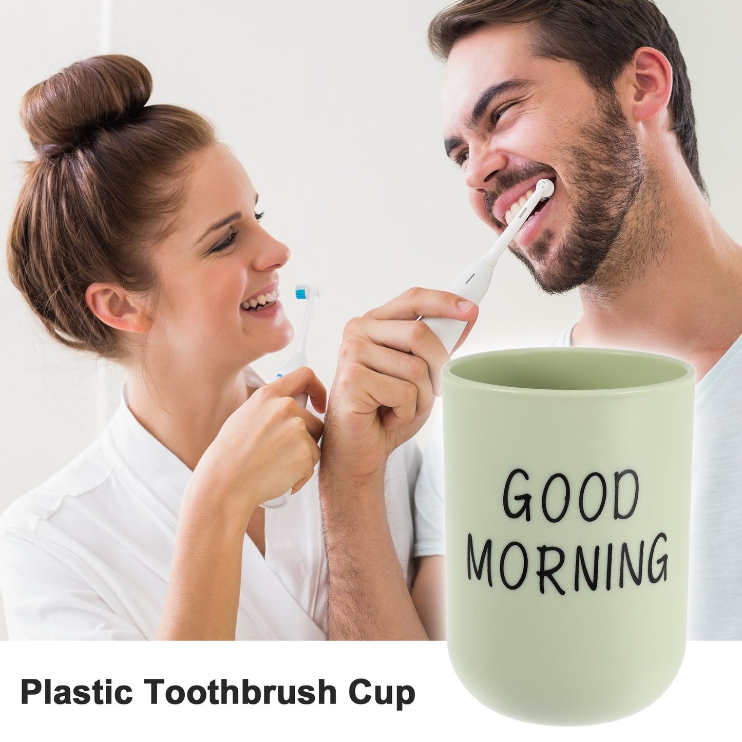 Vasos de plástico para cepillos de dientes de baño, 10 x 7 cm, color verde