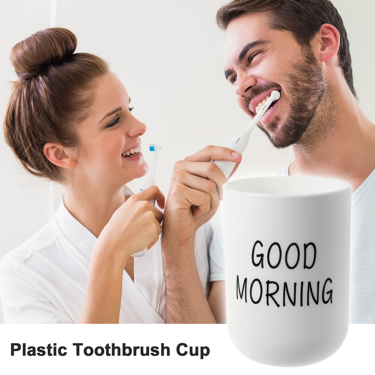 Bathroom Toothbrush Tumblers Plastic Cups 3.94"x2.83" White