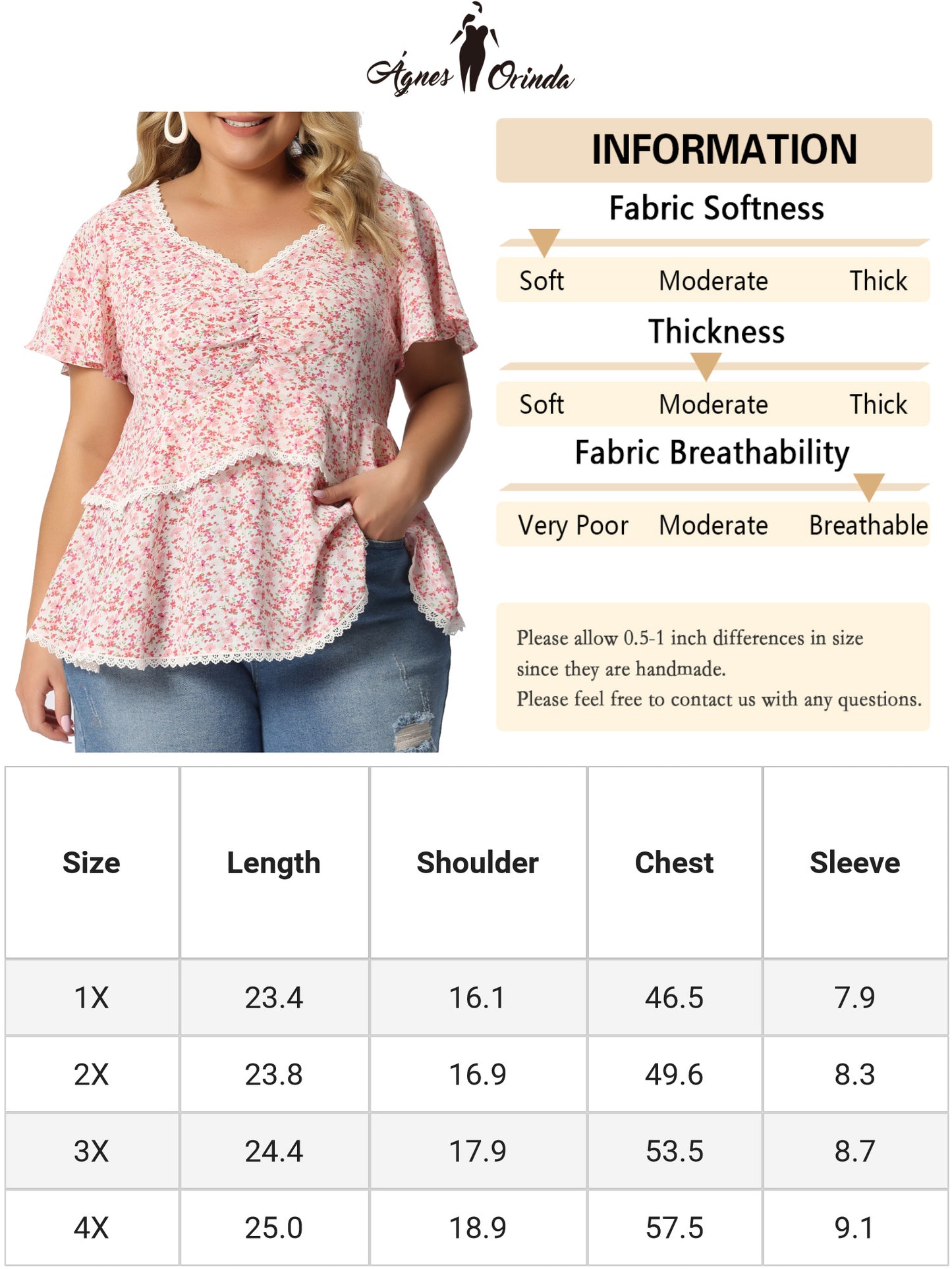 Blusa de talla grande con capas y estampado floral estilo babydoll con escote en forma de corazón y volantes de manga corta para mujer