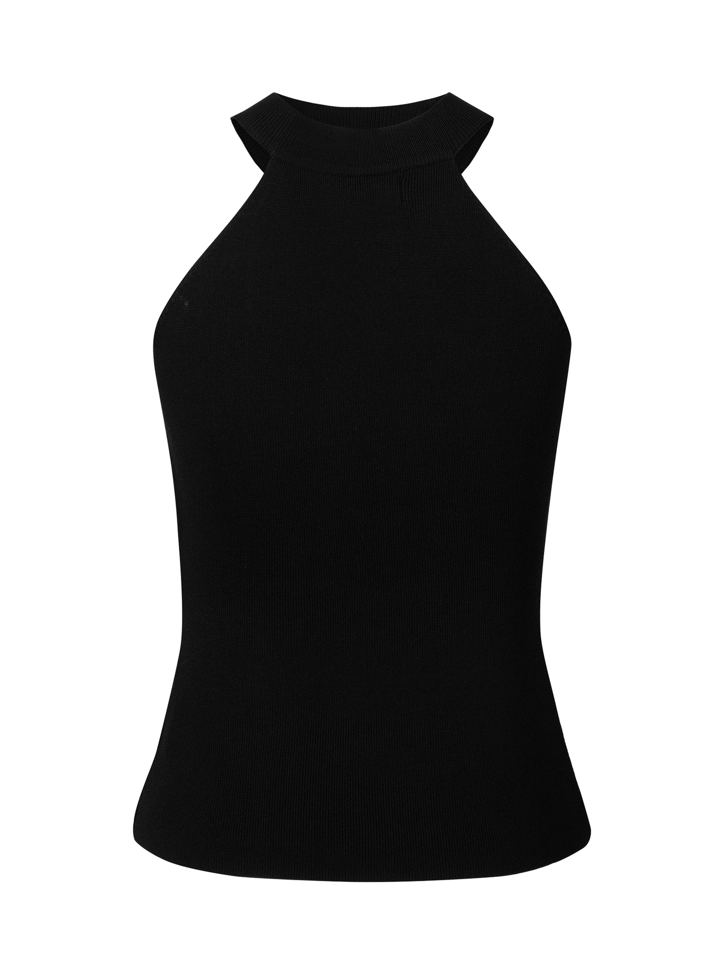 Women's Sleeveless Knit Top Halter Neck Ribbed Slim Cami Tank Top