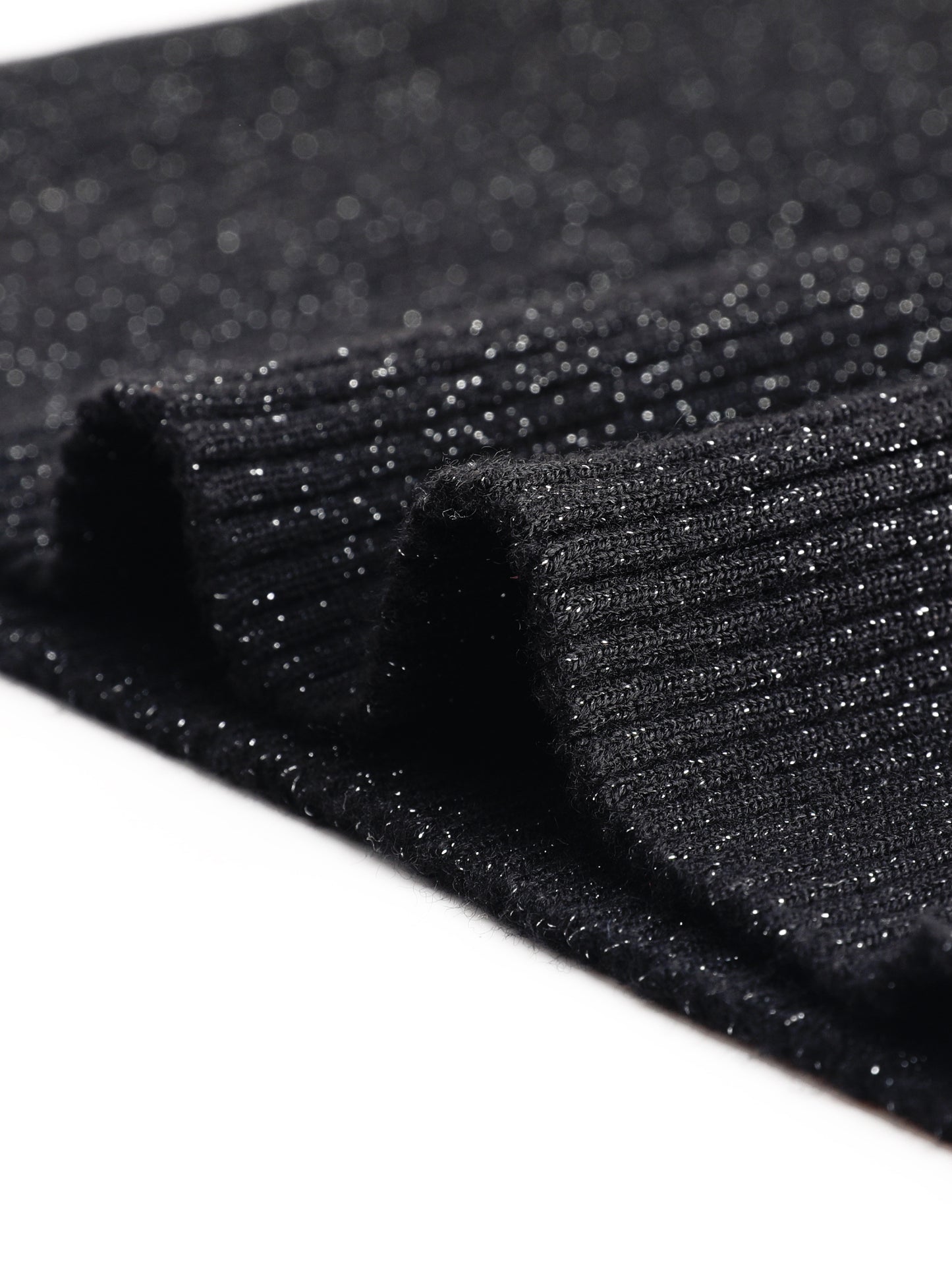 Women's Long Sleeve Glitter Tops Mock Neck Ribbed Knit Top Slim Fit Basic Pullover Sweater Top
