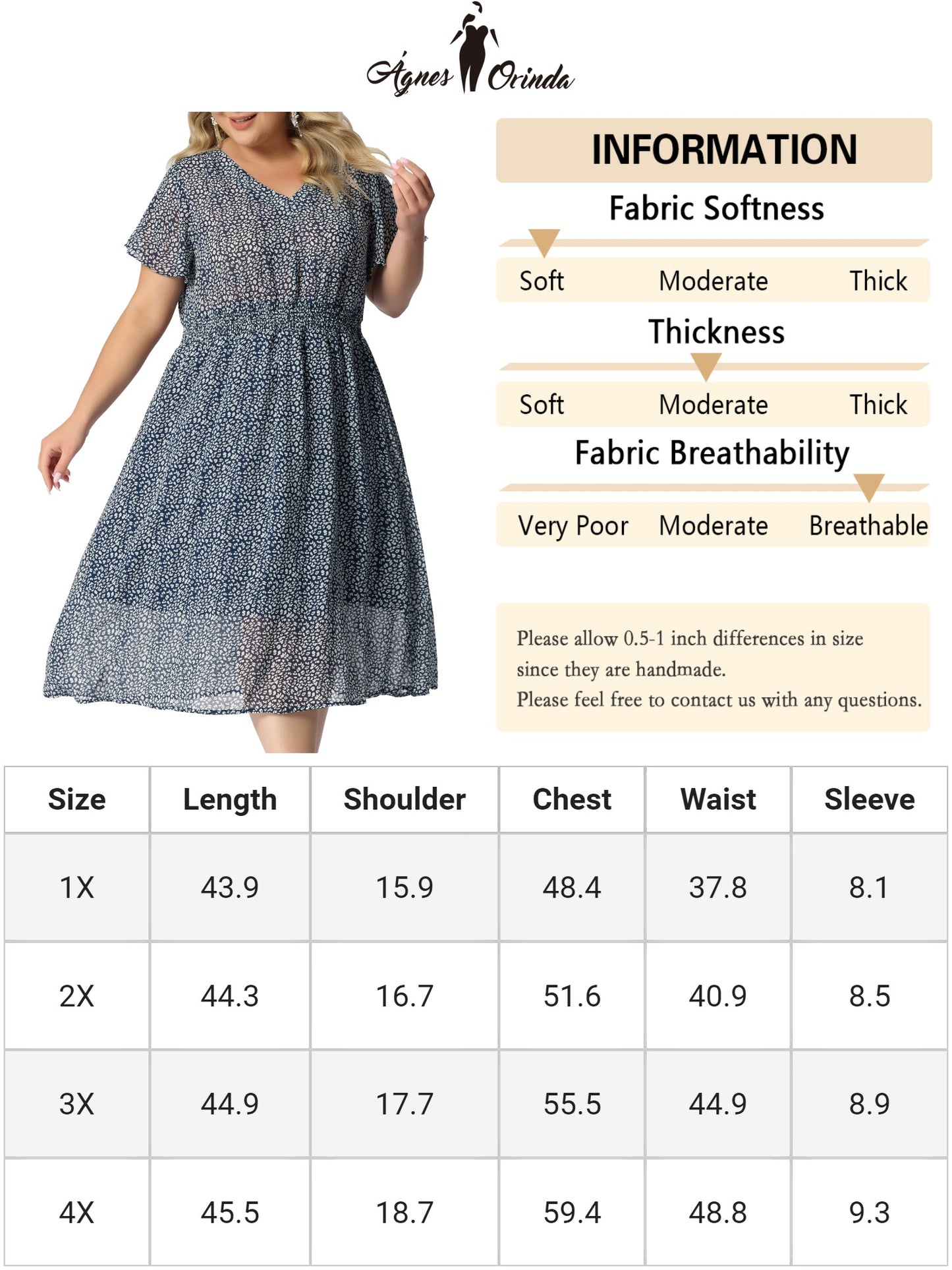 Women's Plus Size Summer Dress Floral Print V Neck Smocked A-Line Flowy Midi Dress