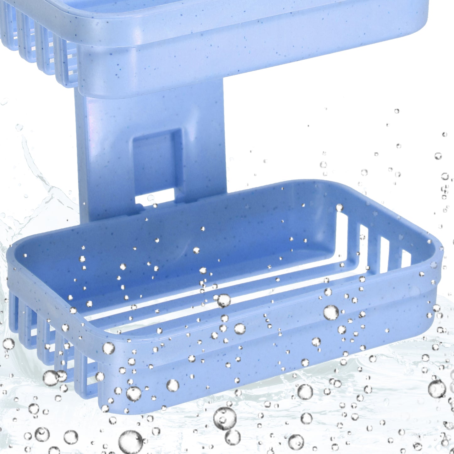 1 jabonera de plástico sin taladro para baño, color azul