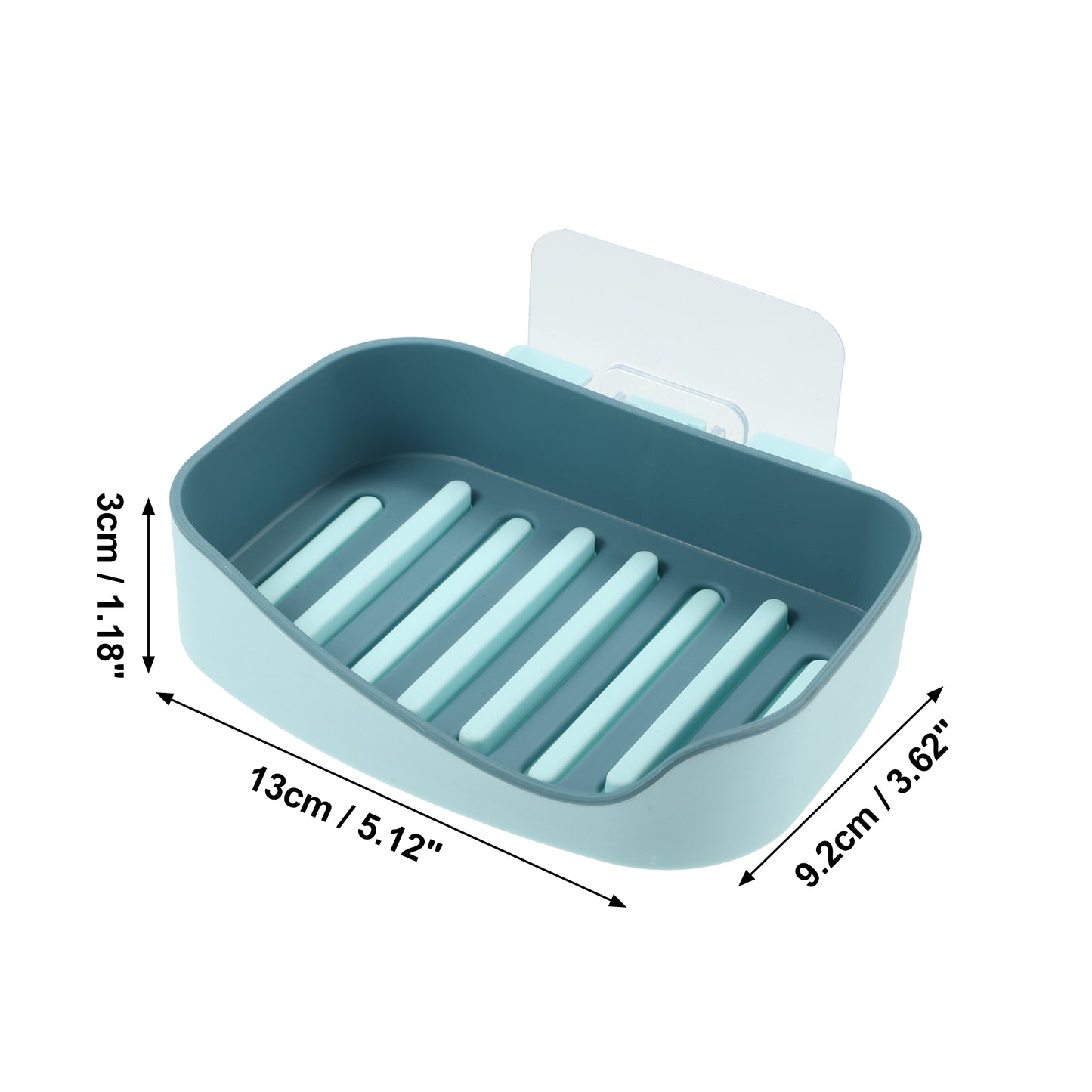 1 Pc Plastic Soap Dish Drill Free Wall Mounted Soap Holder, 13x9.2cm Blue