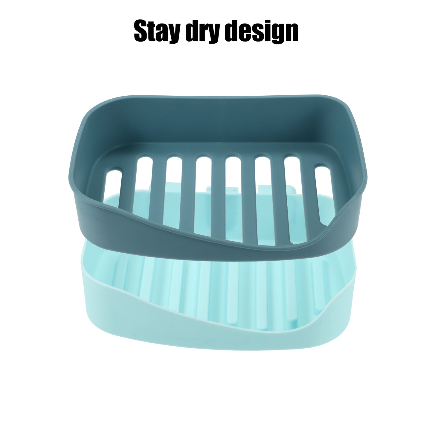 1 Pc Plastic Soap Dish Drill Free Wall Mounted Soap Holder, 13x9.2cm Blue