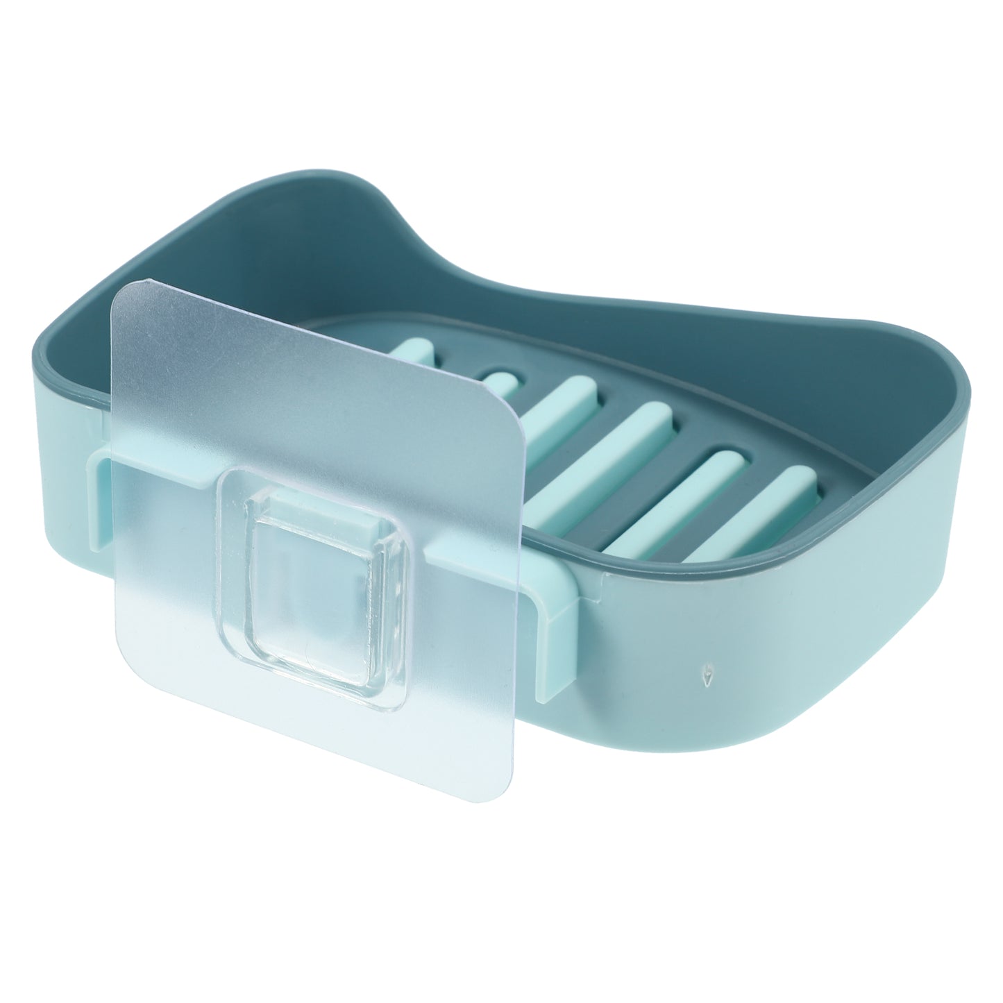 1 Pc Plastic Soap Dish Drill Free Wall Mounted Soap Holder, 13x9.2cm Blue
