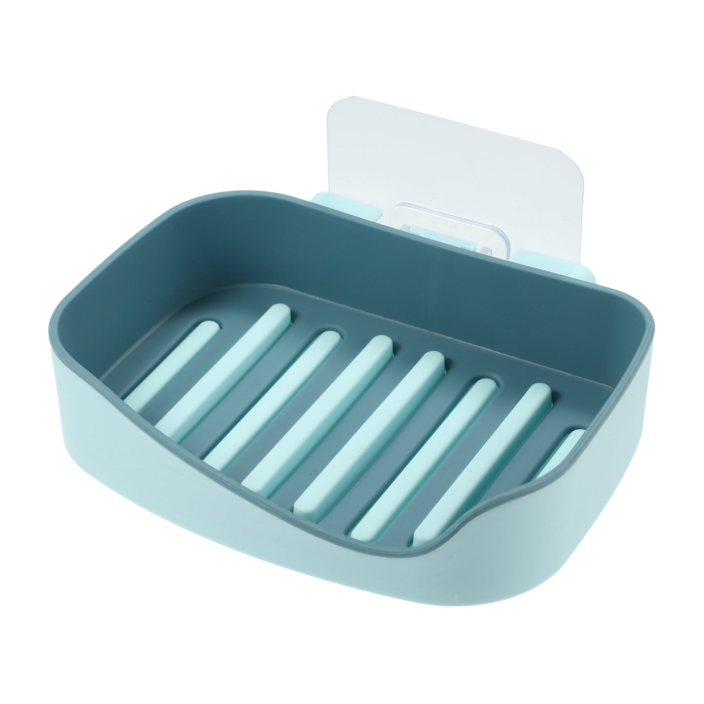 1 Pc Plastic Soap Dish Drill Free Wall Mounted Soap Holder, 13x9.2cm Blue