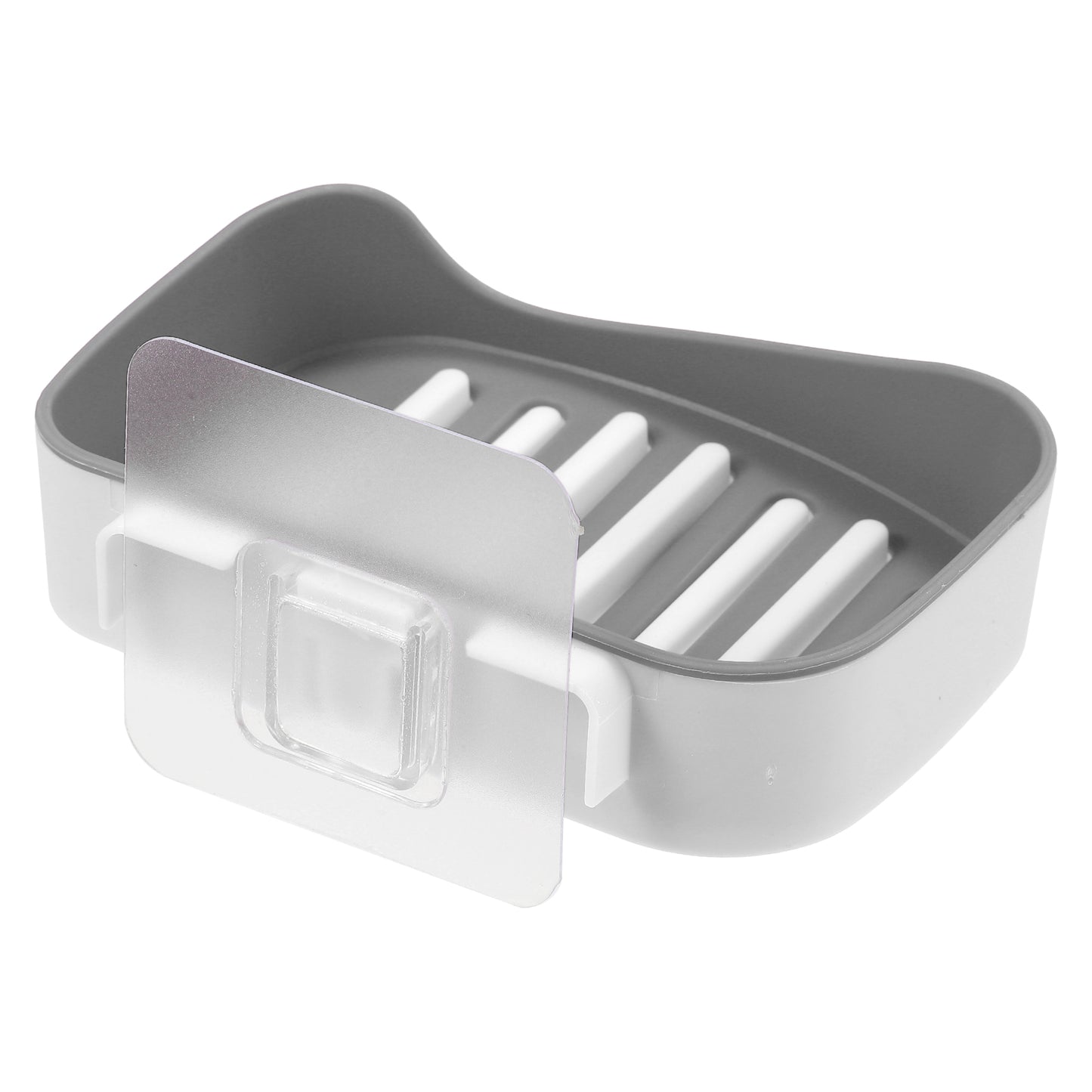 1 Pc Plastic Soap Dish Drill Free Wall Mounted Soap Holder, 13x9.2cm Gray
