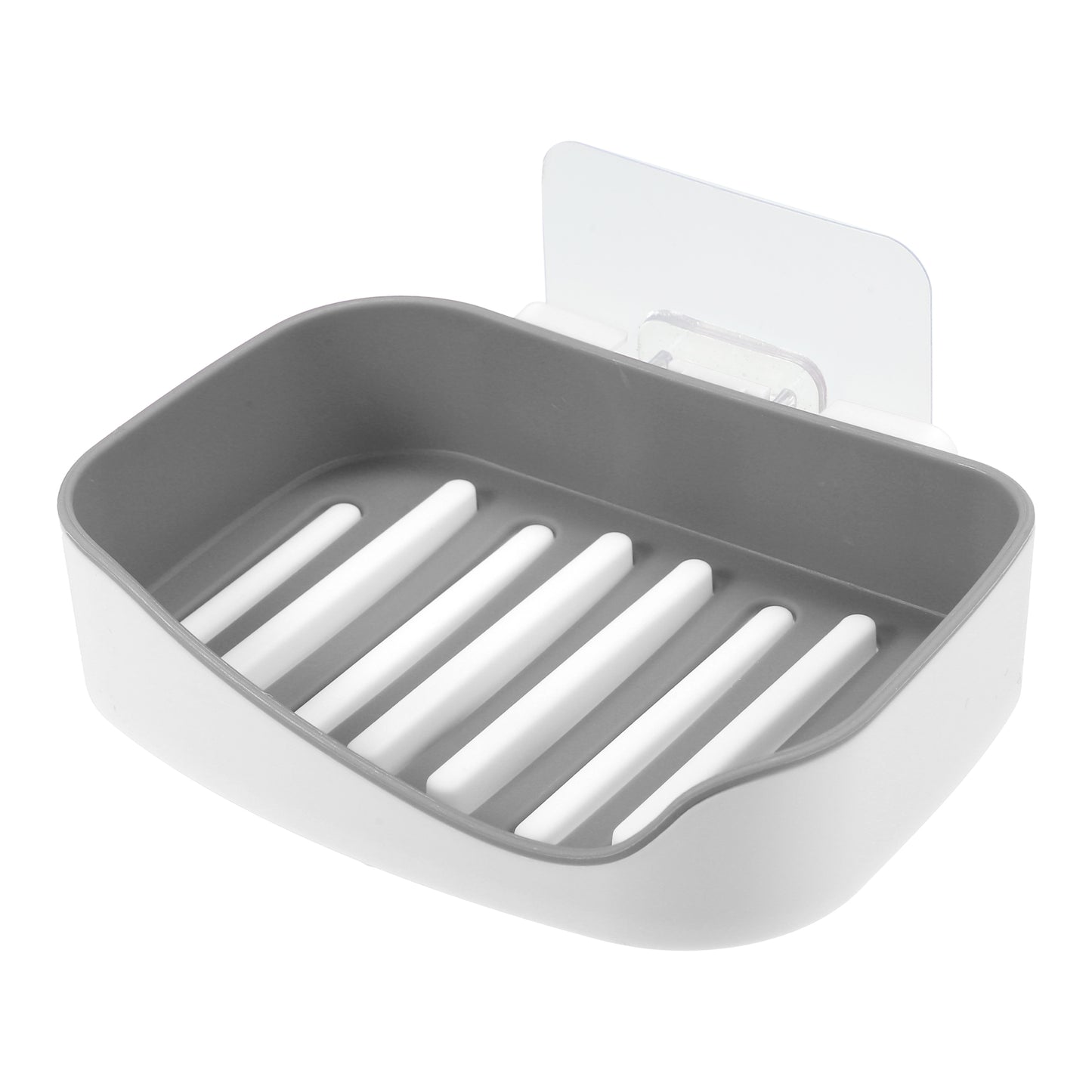 1 Pc Plastic Soap Dish Drill Free Wall Mounted Soap Holder, 13x9.2cm Gray