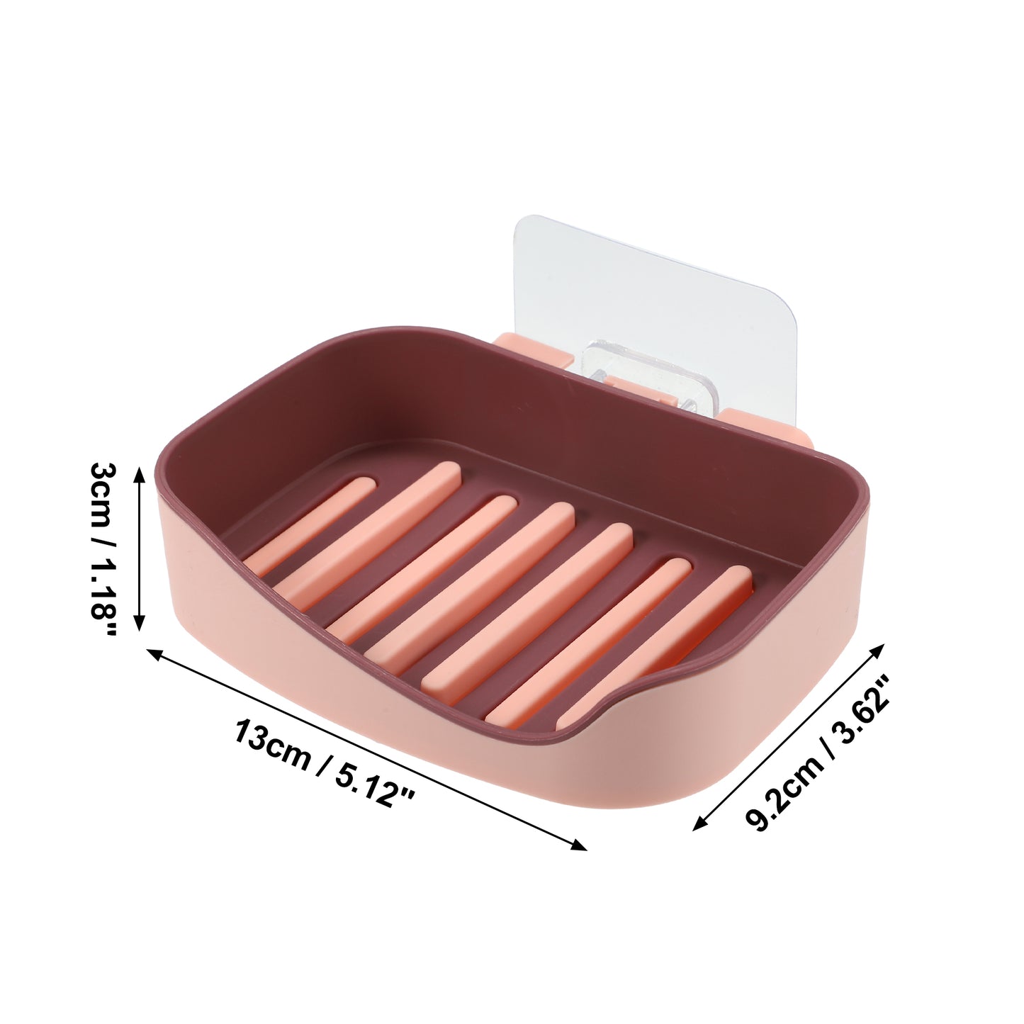 1 Pc Plastic Soap Dish Drill Free Wall Mounted Soap Holder, 13x9.2cm Pink