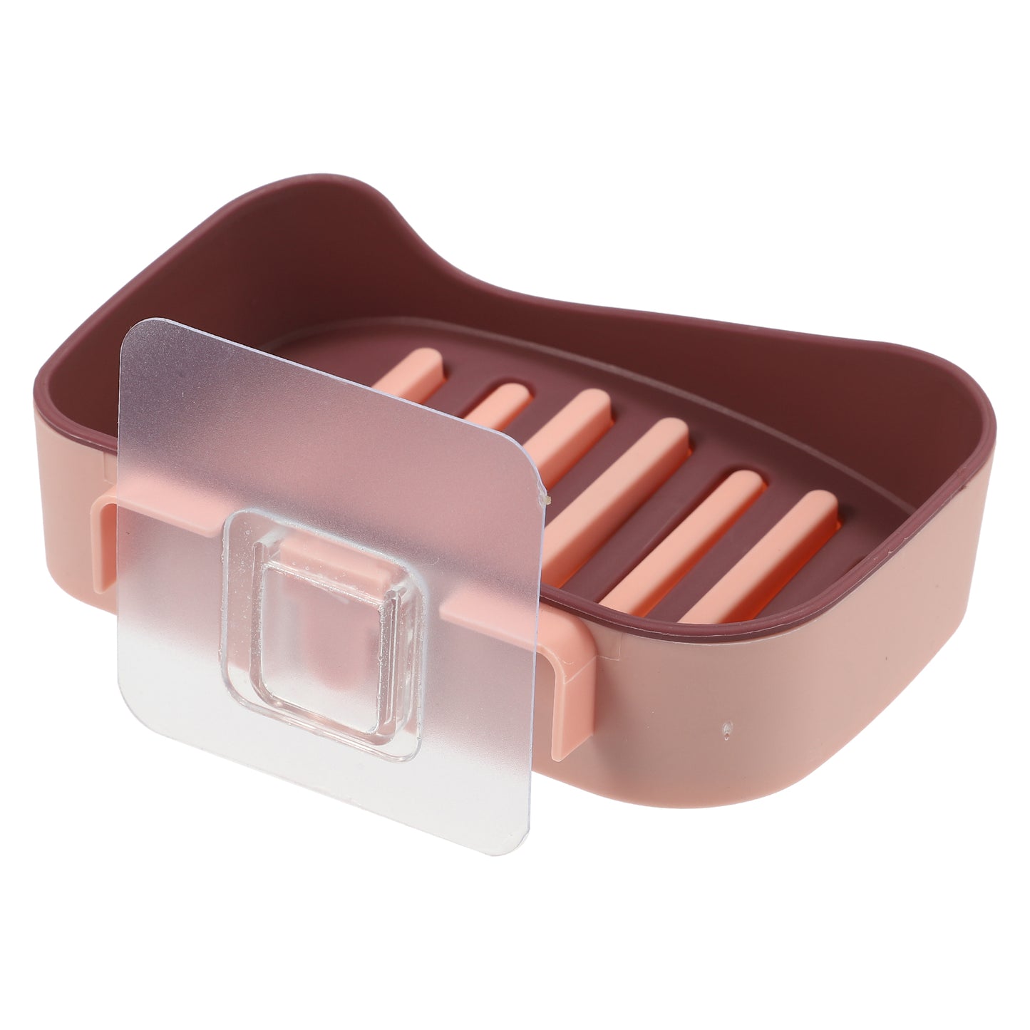 1 Pc Plastic Soap Dish Drill Free Wall Mounted Soap Holder, 13x9.2cm Pink