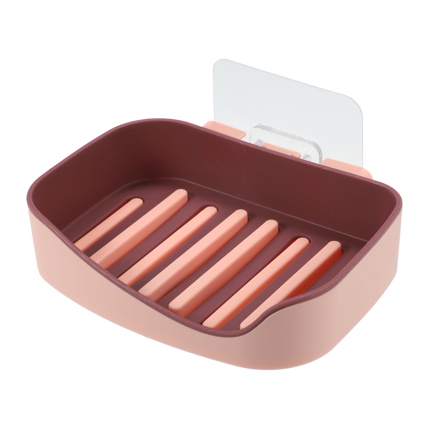 1 Pc Plastic Soap Dish Drill Free Wall Mounted Soap Holder, 13x9.2cm Pink