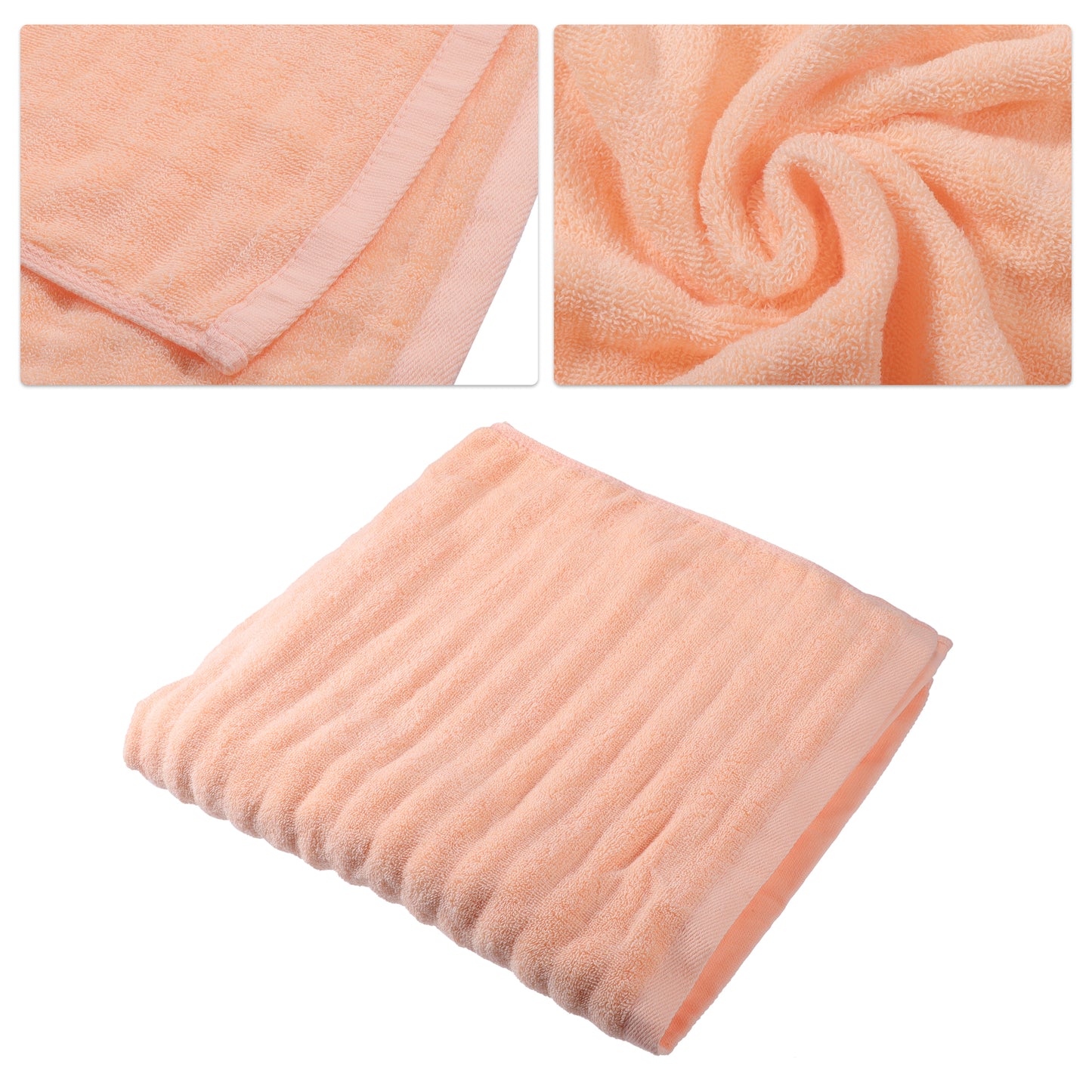 1 Pc Soft Absorbent Cotton Bath Towel, Orange 55.12"x27.17"