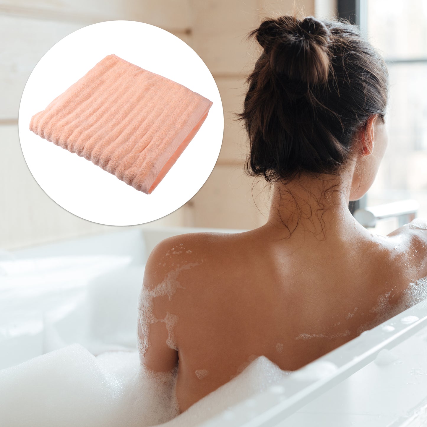 1 Pc Soft Absorbent Cotton Bath Towel, Orange 55.12"x27.17"